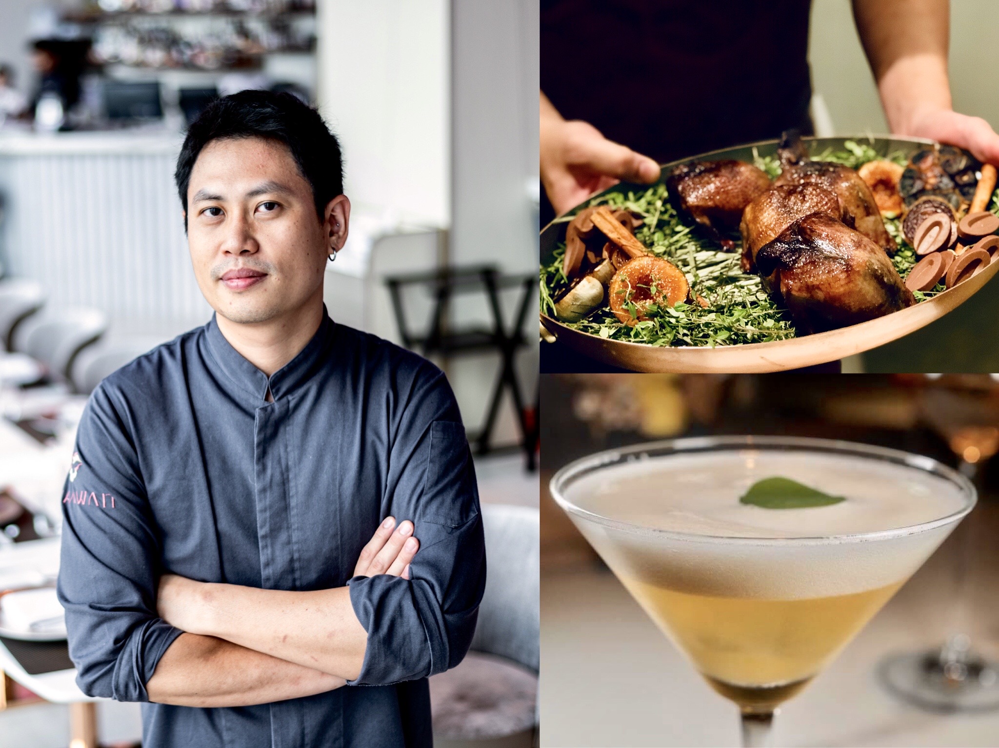 Mirawan主廚鄭裕錞（左）聯手調酒冠軍推出「台灣茶酒」饗宴。