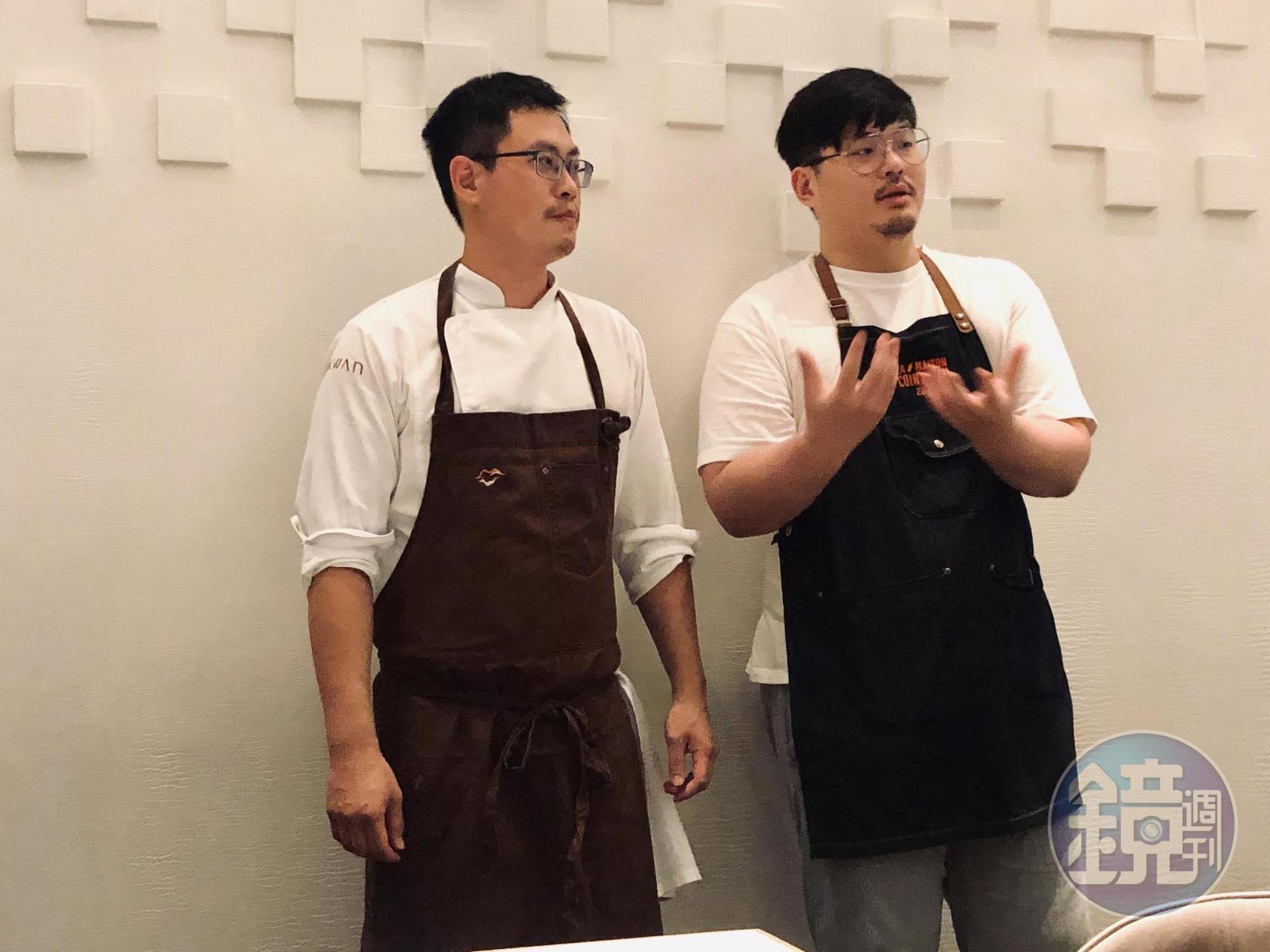 Josh（左）與Tom（右）兩人以台灣野放茶為主題設計餐會。