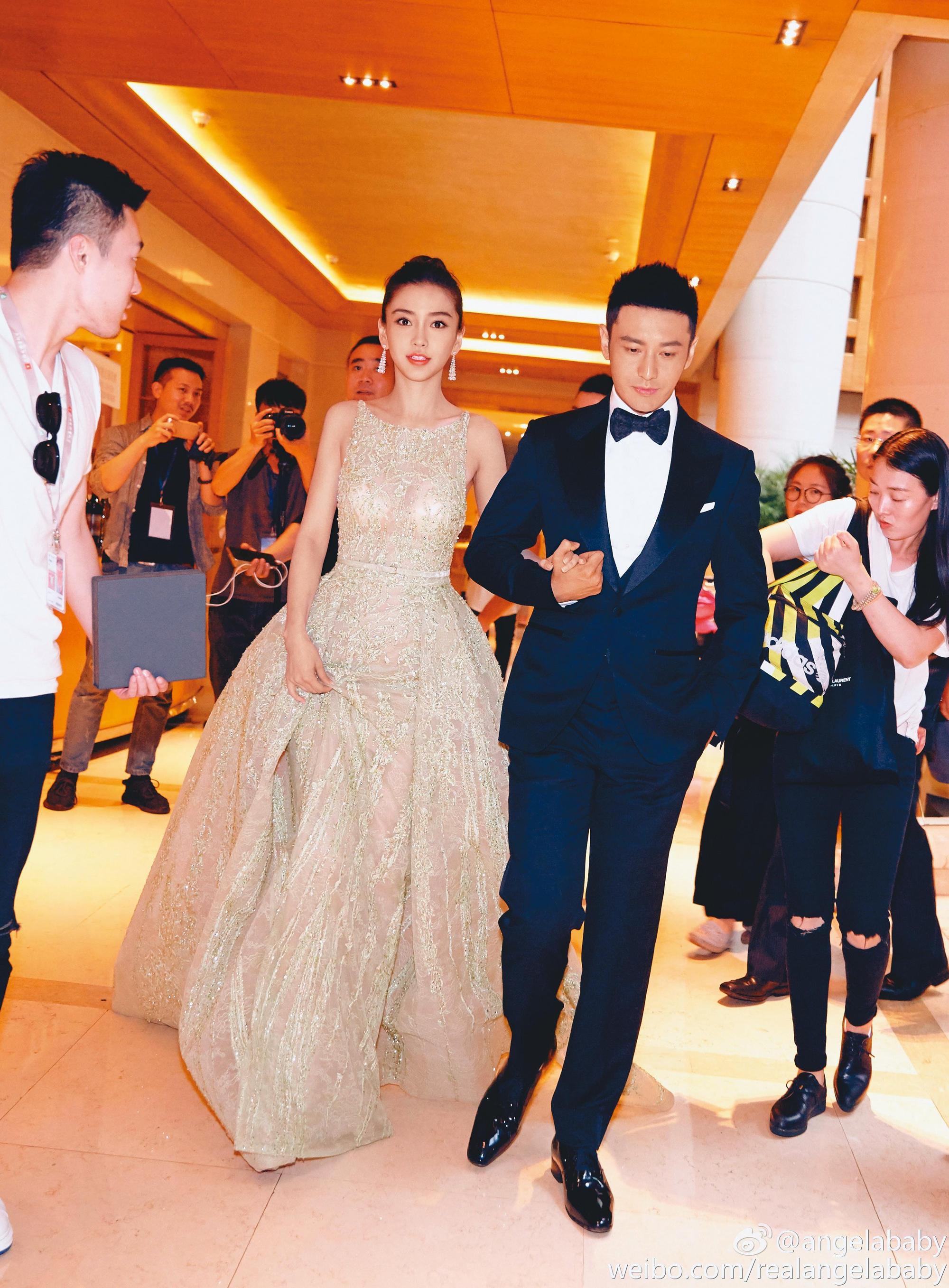 Angelababy(左)嫁給黃曉明(右)後,運用老公人脈和資源大幅提升自己的咖位,只是這一年屢傳婚變,久未有作品。(翻攝自Angelababy微博)