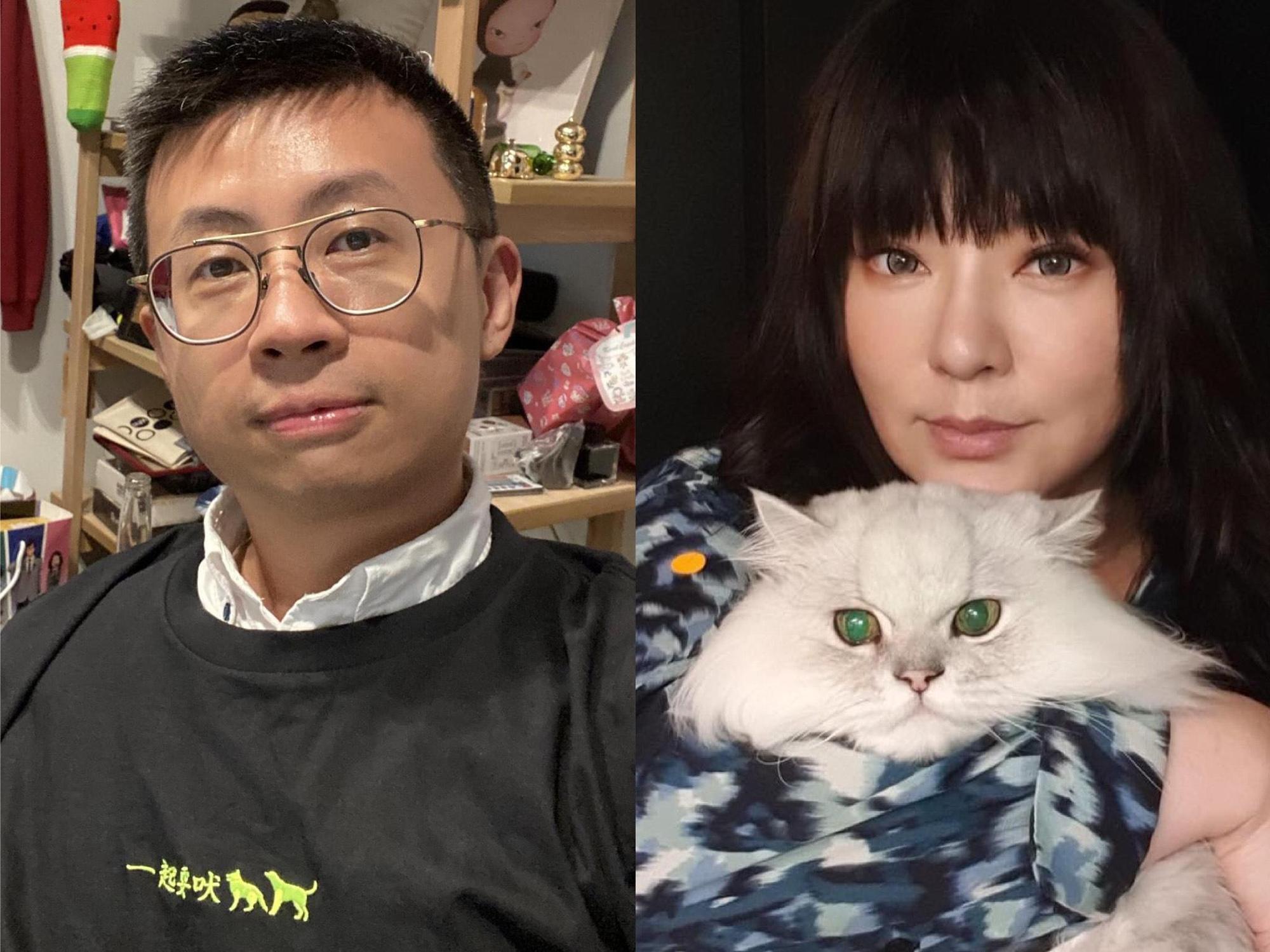 唐綺陽(右)自曝市議員「呱吉」邱威傑所組的歡樂無法黨曾邀約她擔任不分區立委。(翻攝自呱吉、唐綺陽臉書)