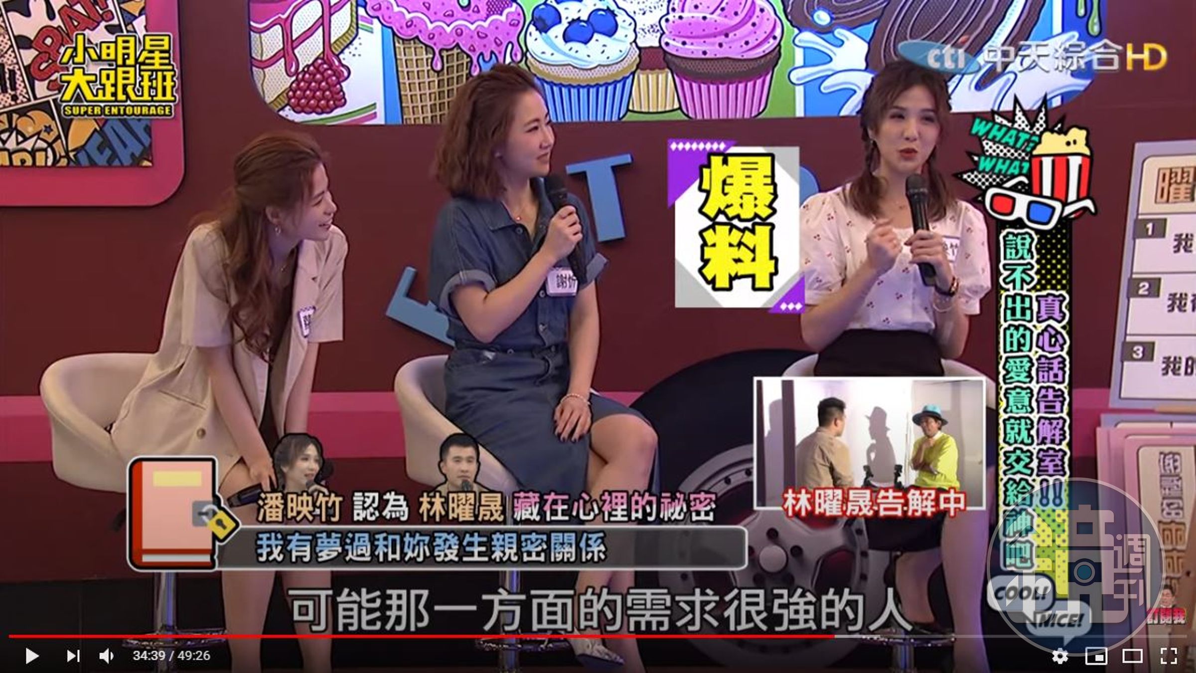 潘映竹爆料林曜晟「性需求大」。（翻攝自「我愛小明星大跟班」YouTube）
