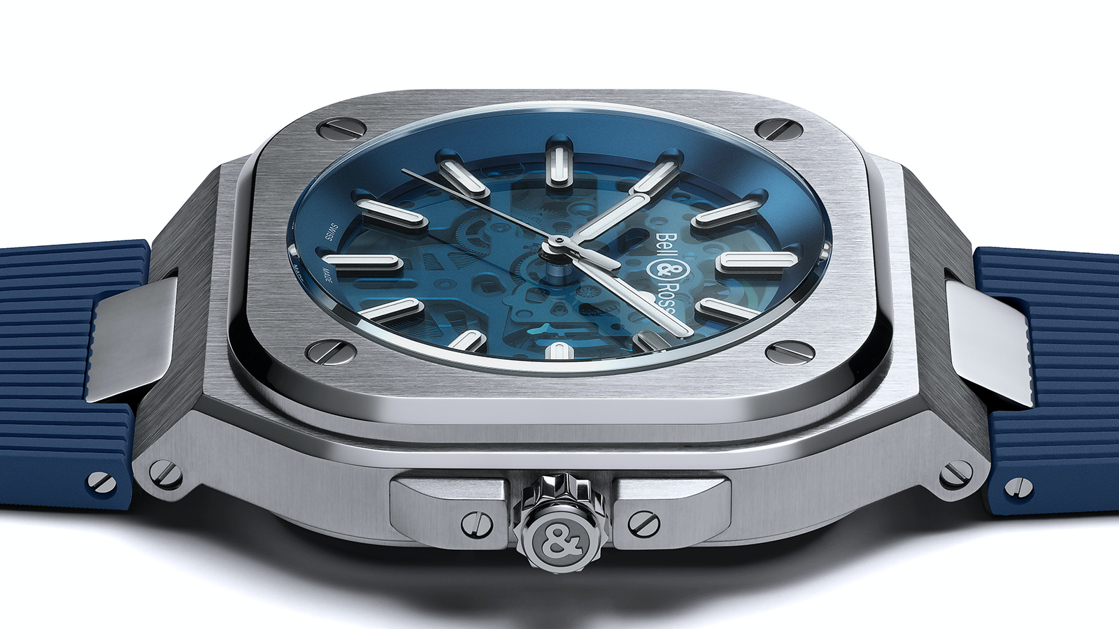 BR 05 Skeleton Blue | 錶徑40mm、不鏽鋼材質、時間指示、自動上鏈機芯、防水100米、限量500只、建議售價NT$ 211,000