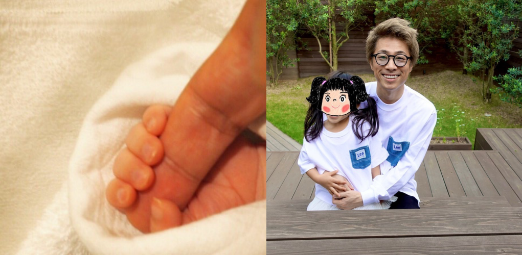 小淳的大女兒(右圖)今年3歲,深受小淳疼愛,他在大女兒出生時拍下小手握大手的照片。(翻攝小淳IG)