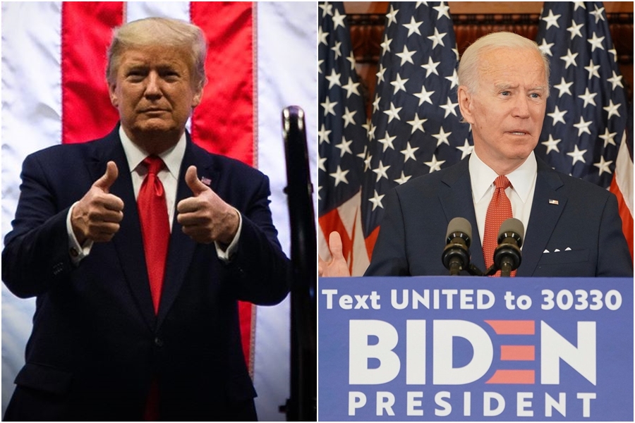 CNN公布最新民調，川普支持率只有41％，而民主黨對手拜登支持率為55％。（翻攝自Donald J. Trump、Joe Biden臉書）