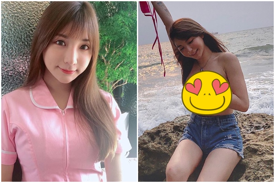 超正護理師因身材火辣，掀起PTT網友熱議。（翻攝自張皮皮）