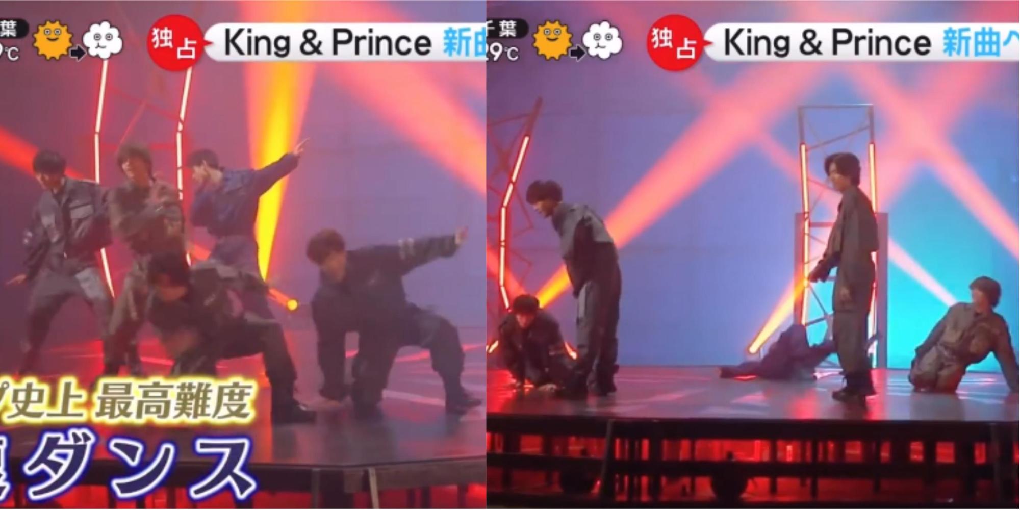 「King & Prince」拍MV時導演一喊卡，不少成員直接倒地。（翻攝日本電視台畫面）