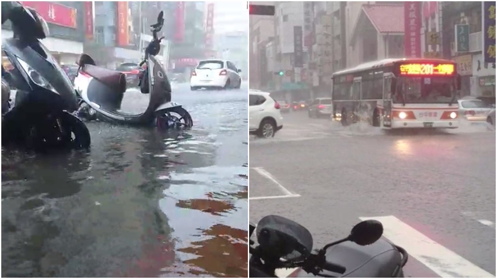 午後雷陣雨來得又急又快，台中多處積淹水。（翻攝自爆料公社）