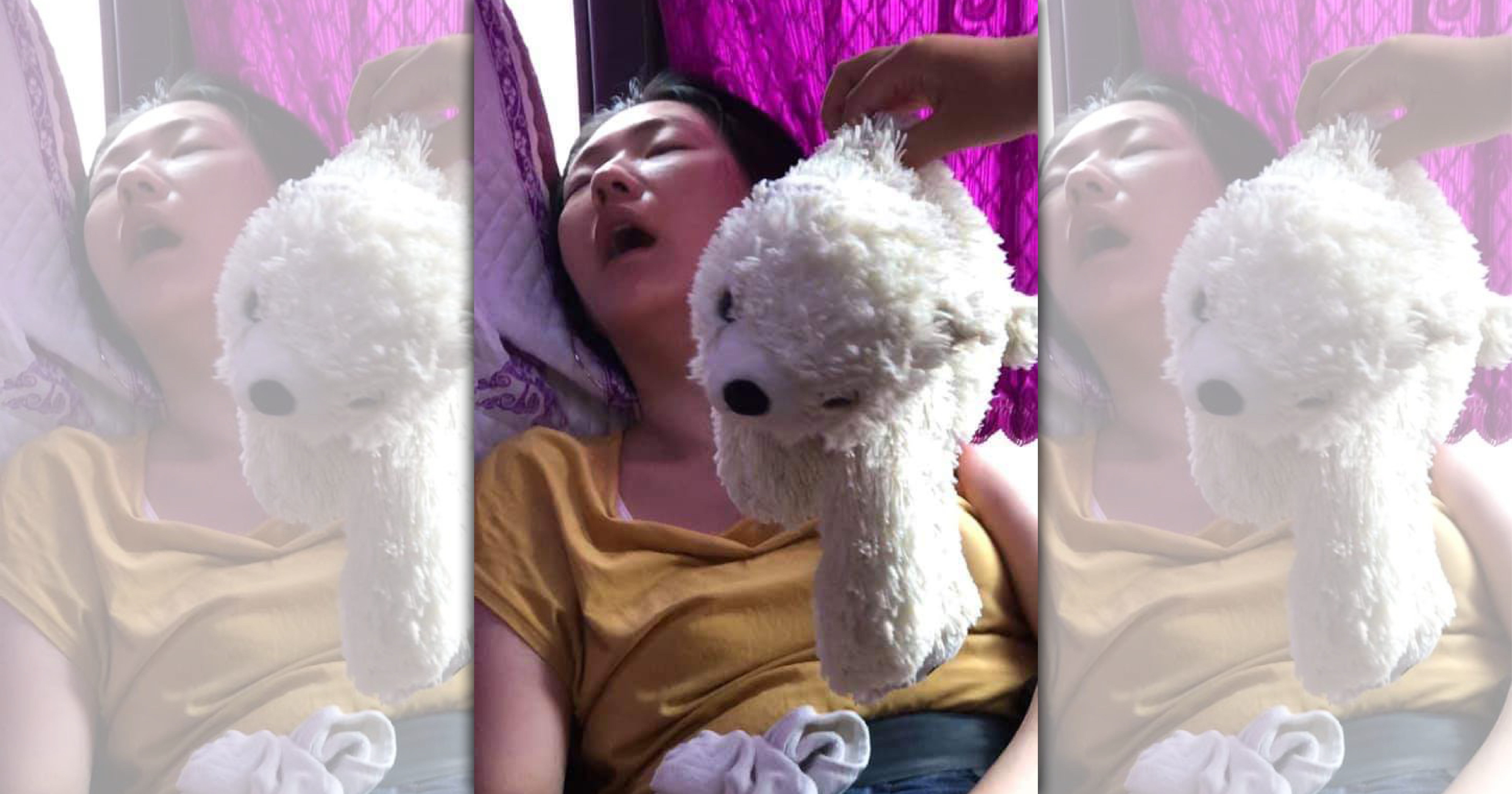 小S（徐熙娣）昨（14日）過42歲生日，大女兒Elly（許曦文）貼出2張她睡到嘴巴打開開醜照祝媽媽生日快樂。（翻攝自許曦文臉書）