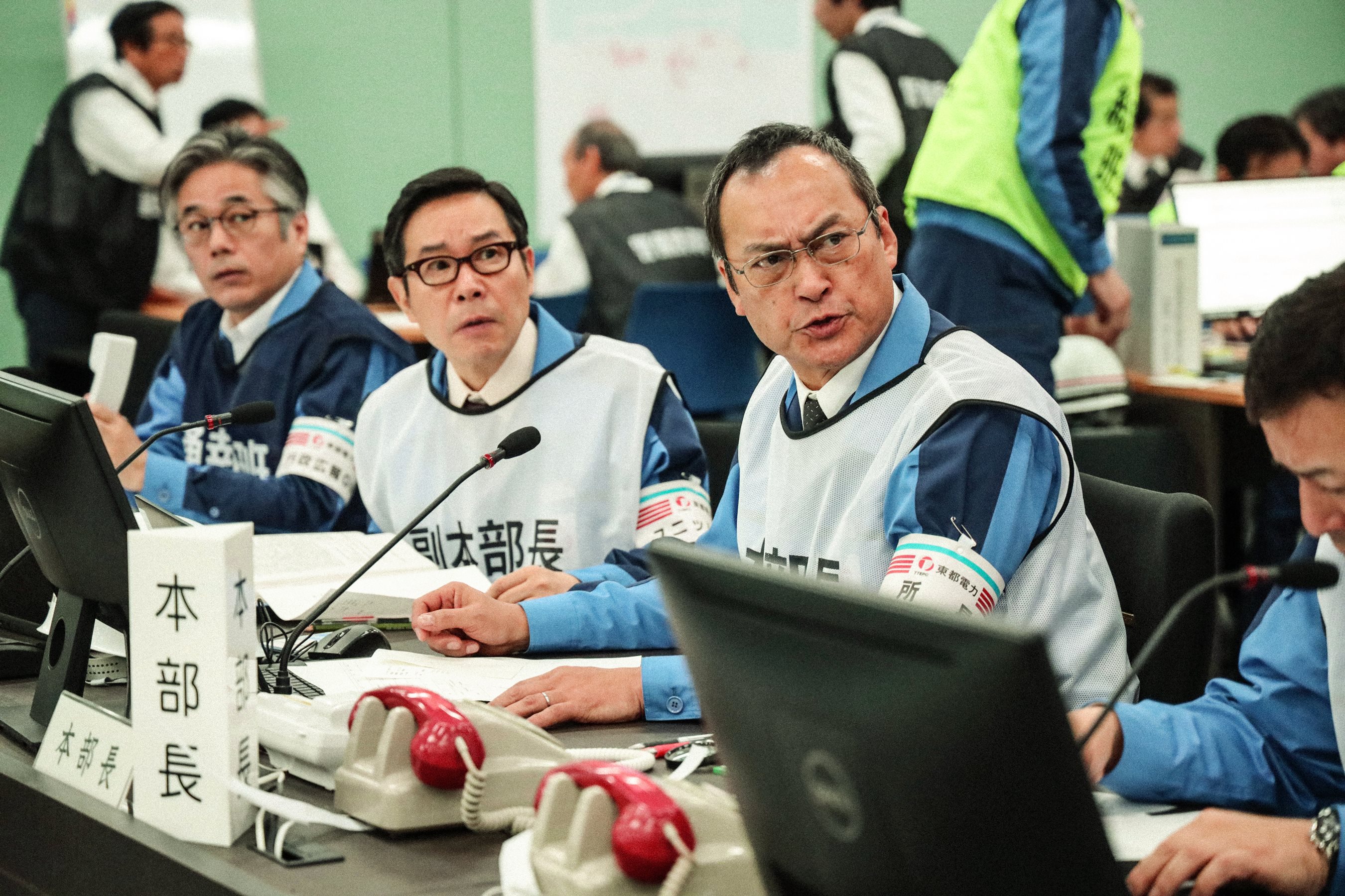 渡邊謙演出福島英雄的領軍者，現場並進行精神喊話。（双喜提供）