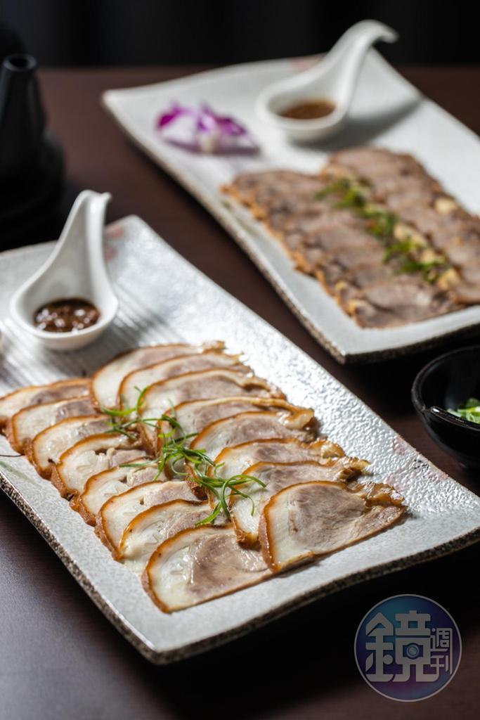 手工菜「捆蹄」和「醬牛腱」片得極薄，口感細膩乾淨。（皆為368元／份，需預訂）