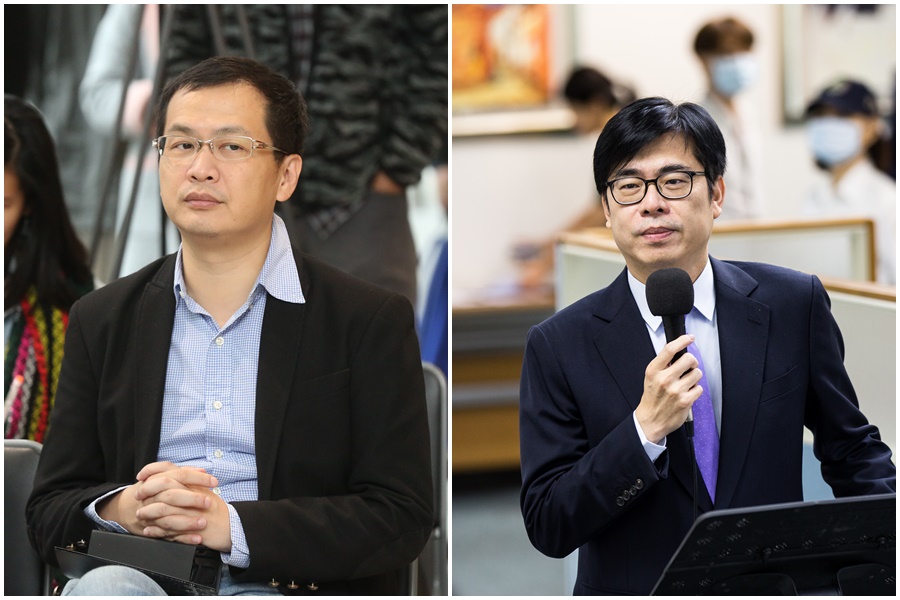 羅智強(左)大酸5088數字暱稱,最能詮釋陳其邁(右)的文青暖男形象。