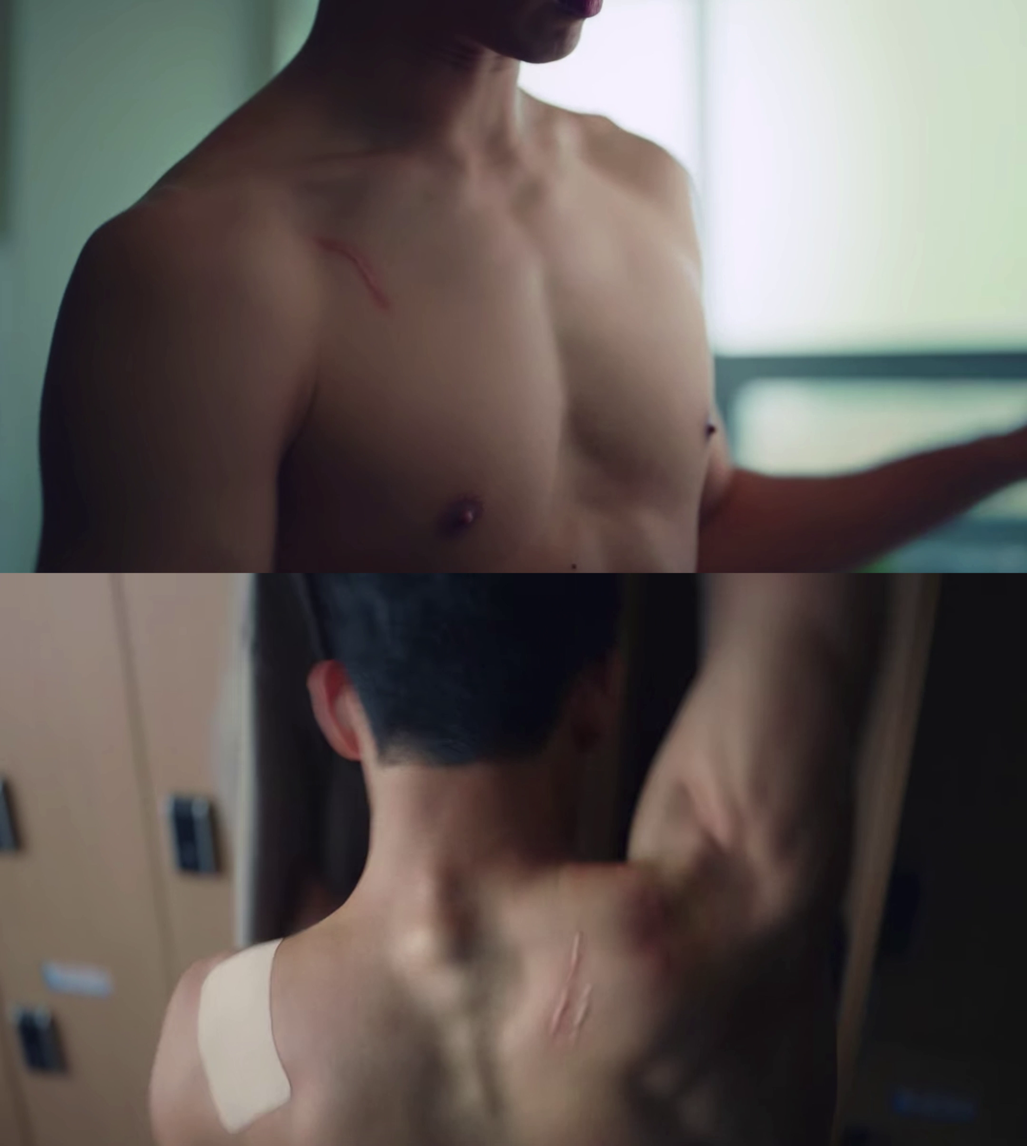 金秀賢身上有多處傷疤，令人好奇。（翻攝Netflix）