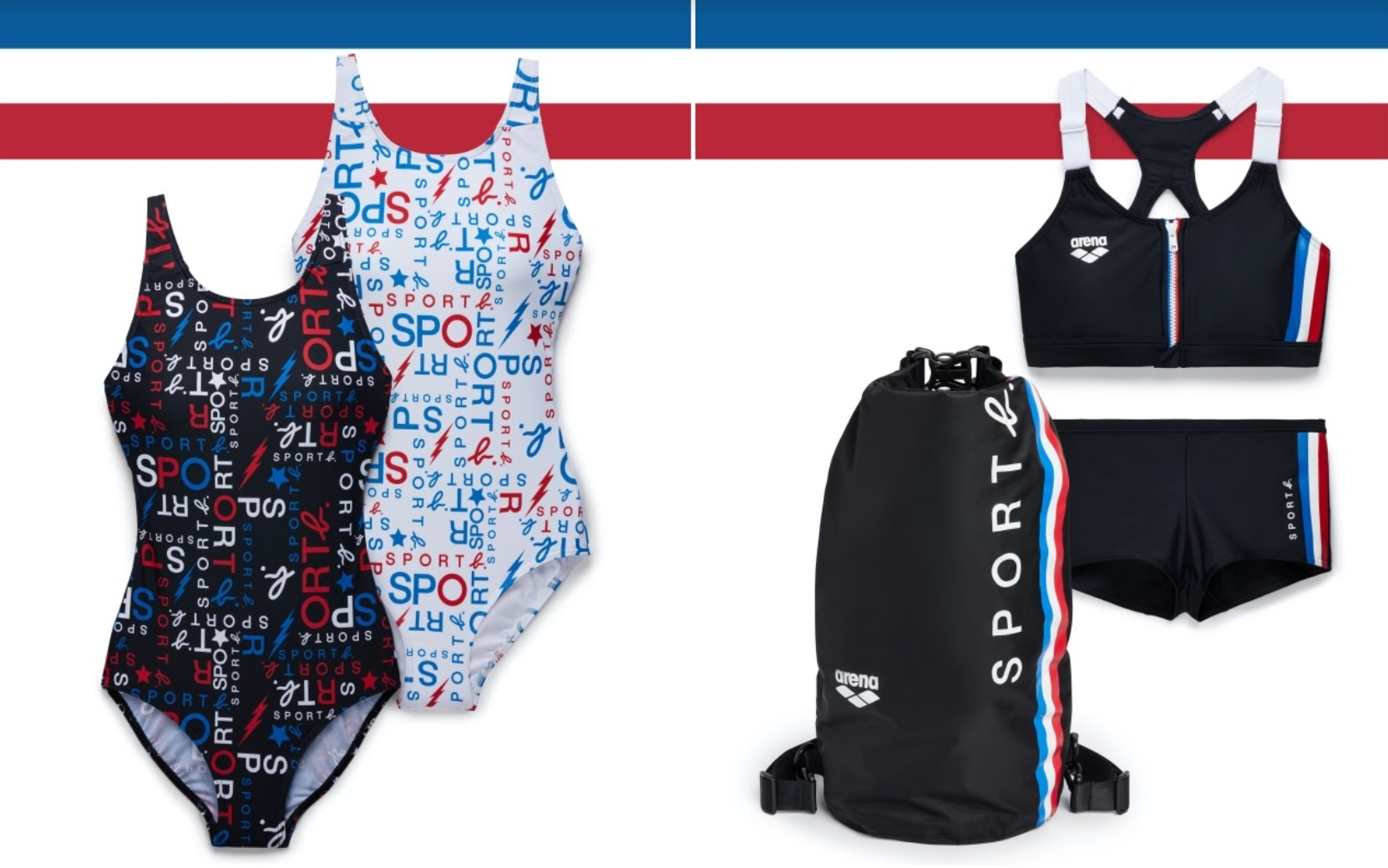 第三度合作的SPORT b. x arena系列，揉合arena的高機能專業技術與Agnès女士的生活美學。（agnès b. Taiwan提供）