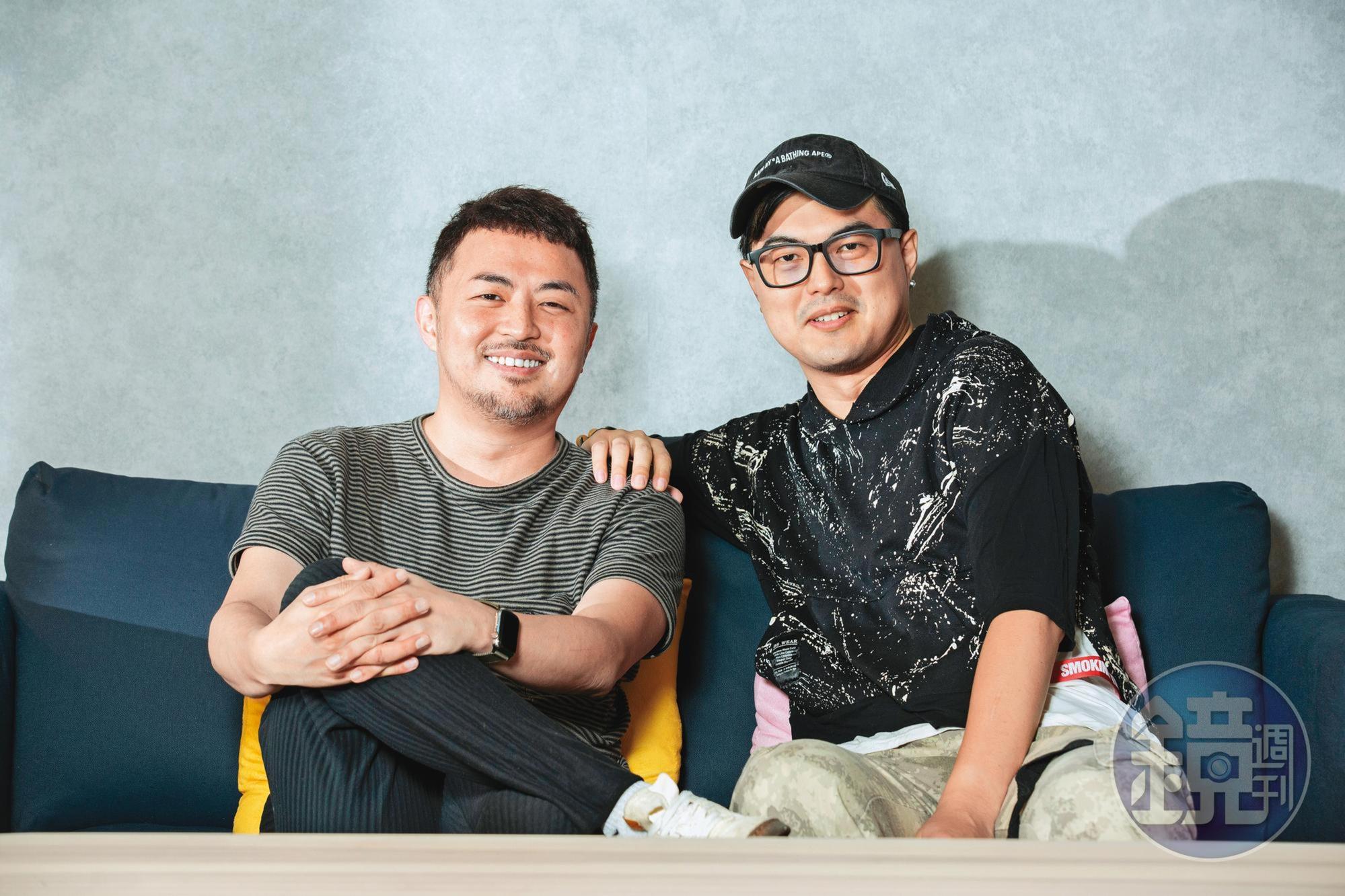 梁庭豪(左)找來演唱會視覺總監鄭宸宇(右)合作,將綜藝節目打造出演唱會般的視覺效果。