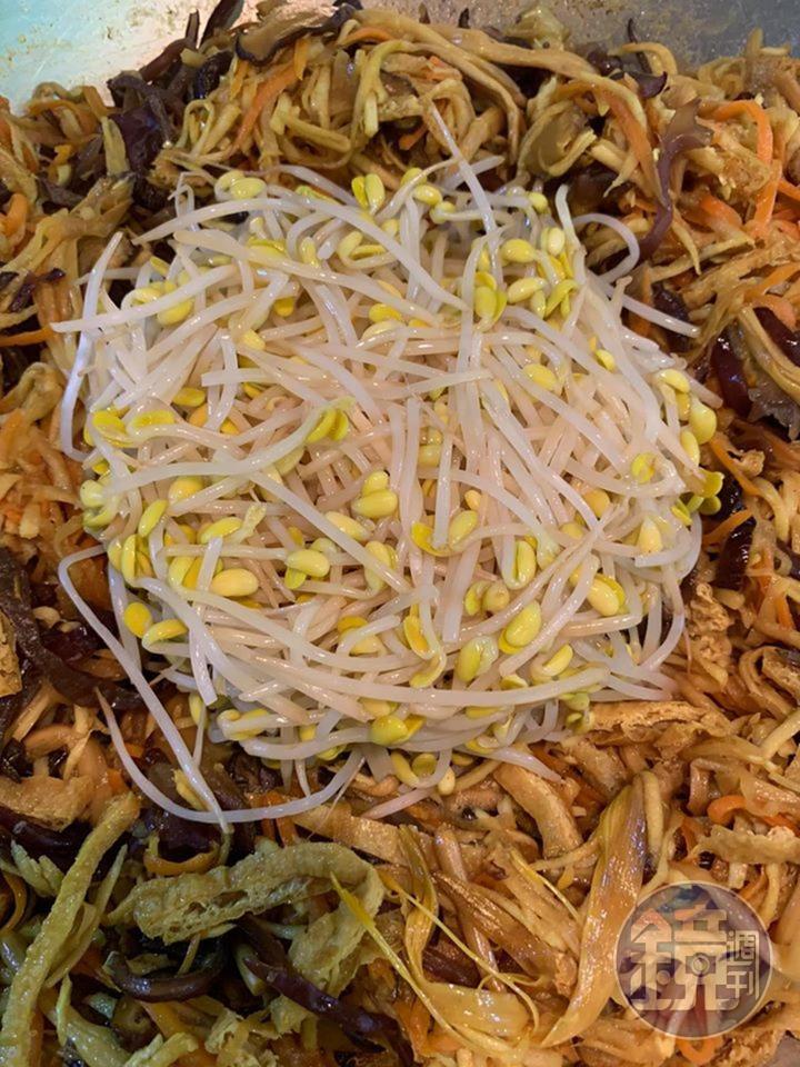 下黃豆芽。