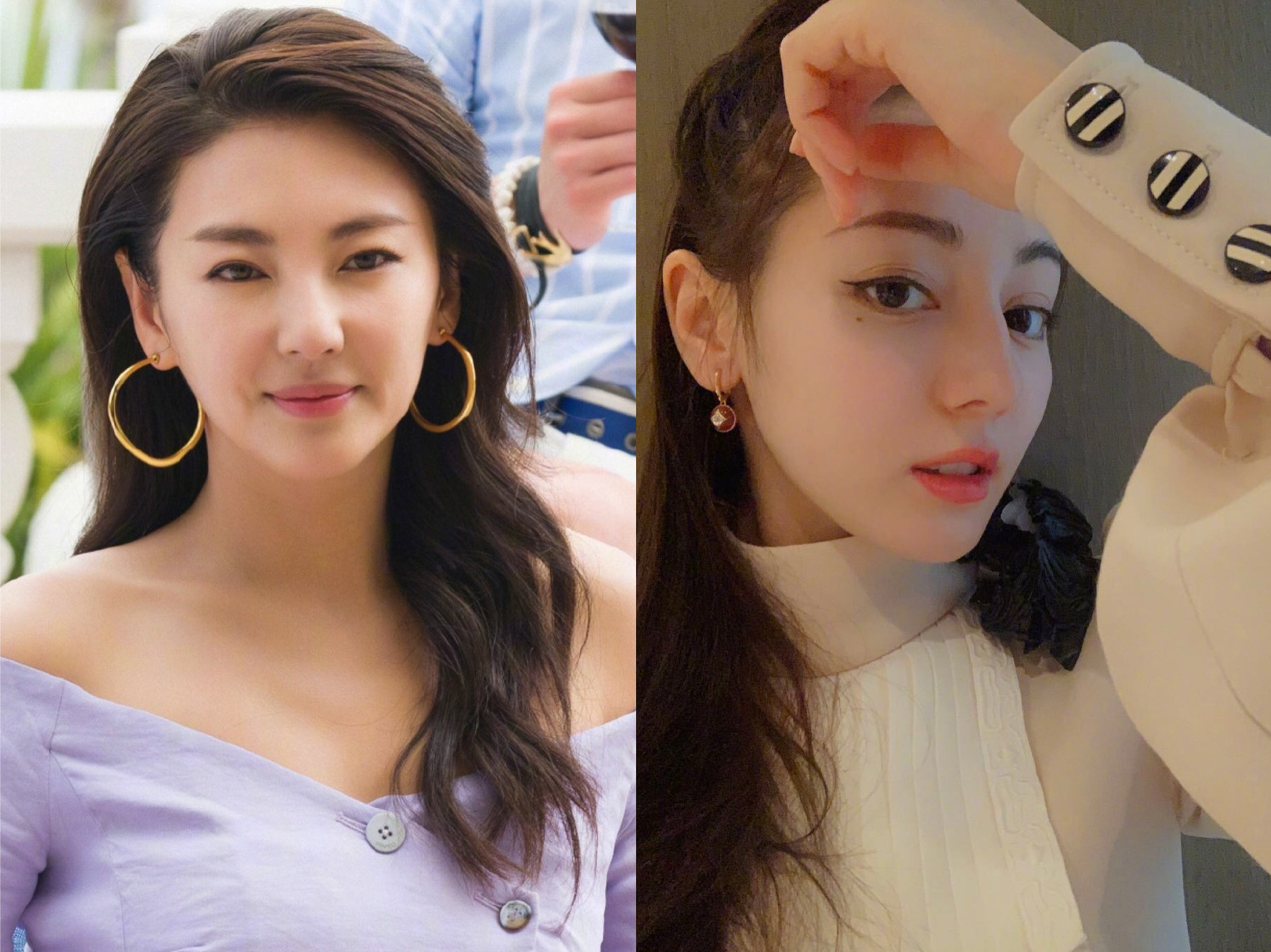 張雨綺長髮示人被網友認為撞臉迪麗熱巴。（圖/翻攝自張雨綺、迪麗熱巴微博）