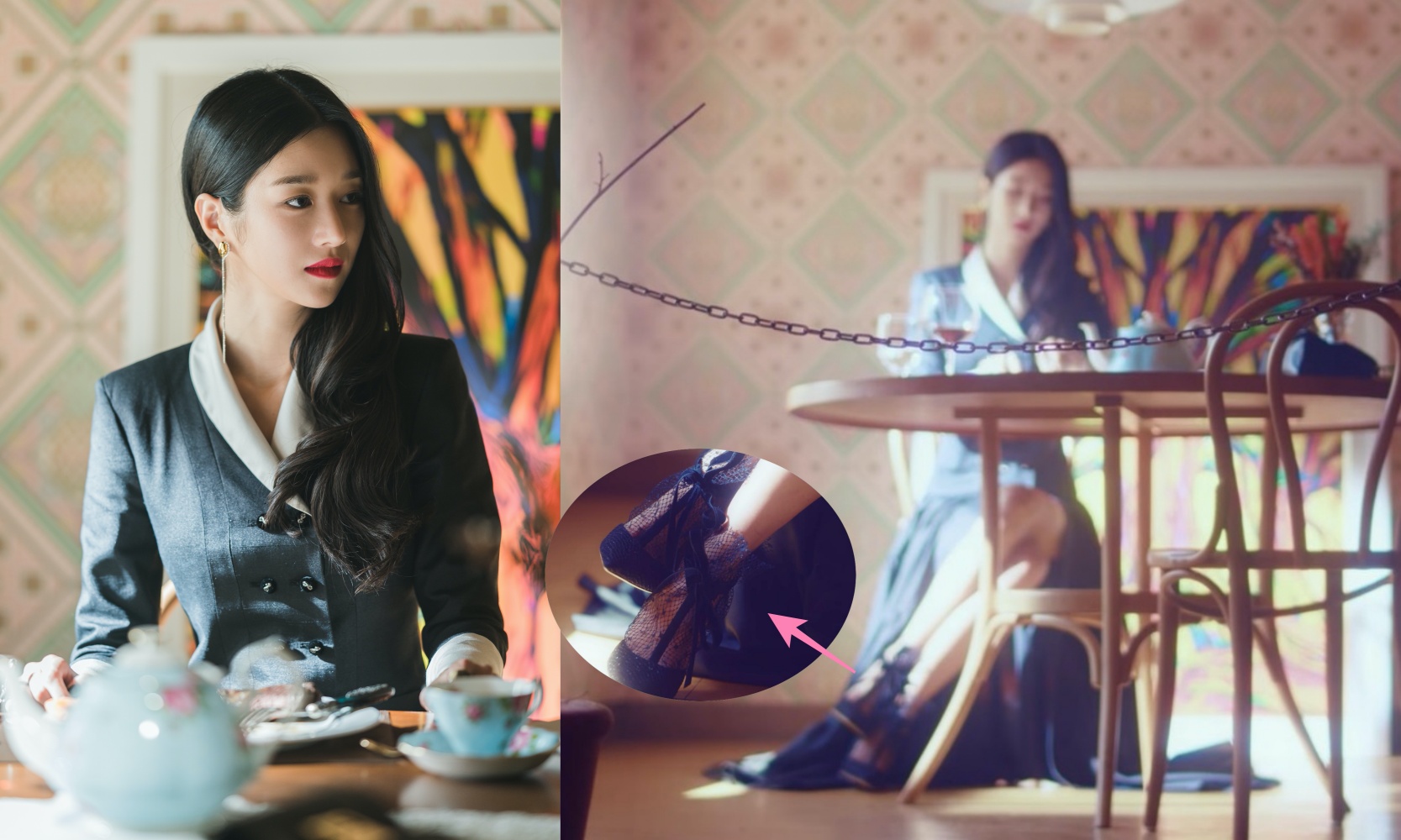 徐睿知在韓劇《雖然是精神病但沒關係》中，一身華服搭配Jimmy Choo踝靴。（Netflix提供）