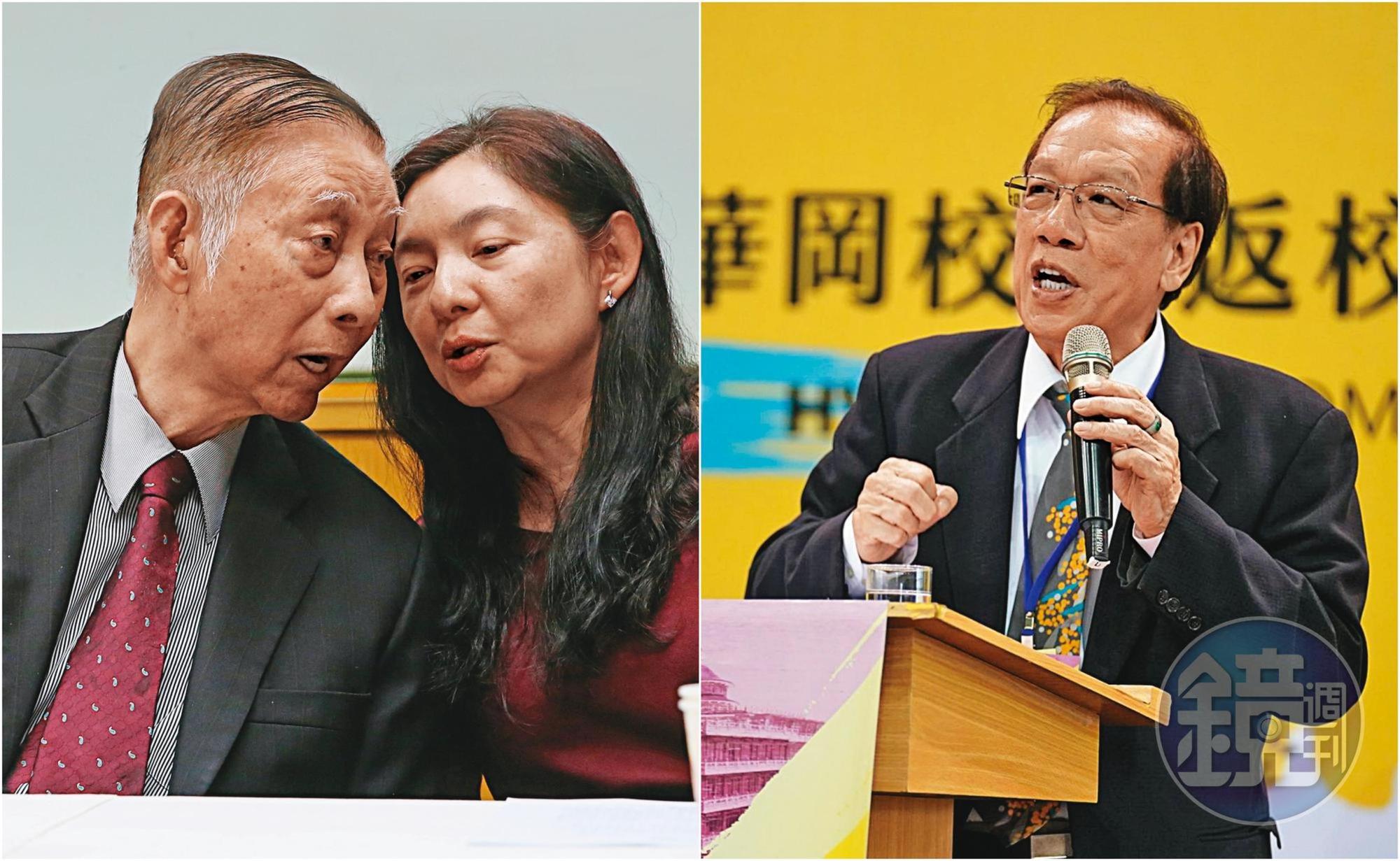 張鏡湖(左圖左)去世後,文大董座懸缺逾半年,女兒張海燕(左圖右)的家族派與主張公共化的校友改革派僵持不下;文大董事黃有良(右/翻攝文化大學校友總會臉書)等校友派主張,私校是公共財不屬於家族,希望走向公共化。