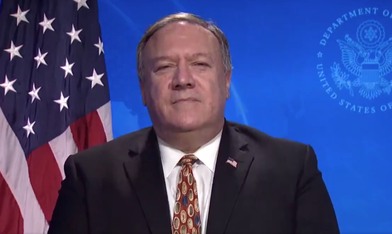 美國國務卿龐佩奧對於中共在新疆的行為表示譴責，並呼籲立刻停止。（翻攝自@SecPompeo推特）