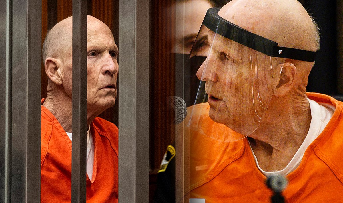 難以想像，這名身穿囚服的老人，就是在 40 年前犯下加州連環竊盜、性侵、殺人案的凶手。（翻攝 Daily Express Twitter）