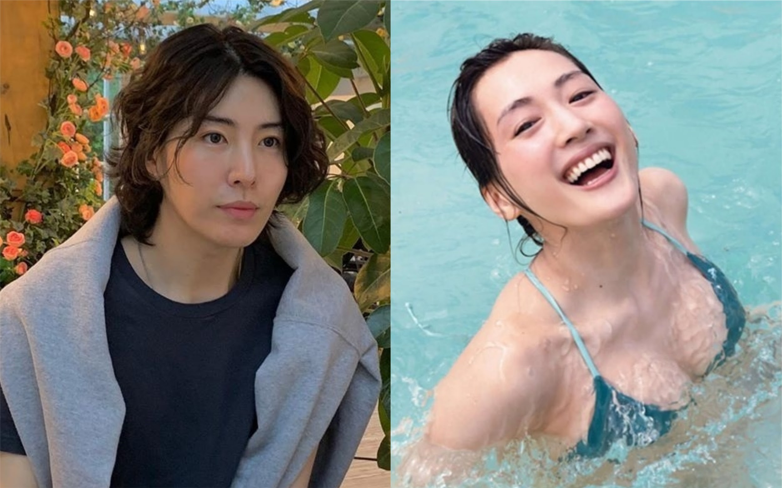 綾瀨遙（右）傳出正和韓星魯敏宇交往中，但雙方經紀公司都否認。（翻攝網路）