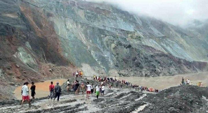 緬甸玉石礦場發生山崩，造成數百人身亡，當地居民沒有從事其他產業的能力。（翻攝自Twitter）