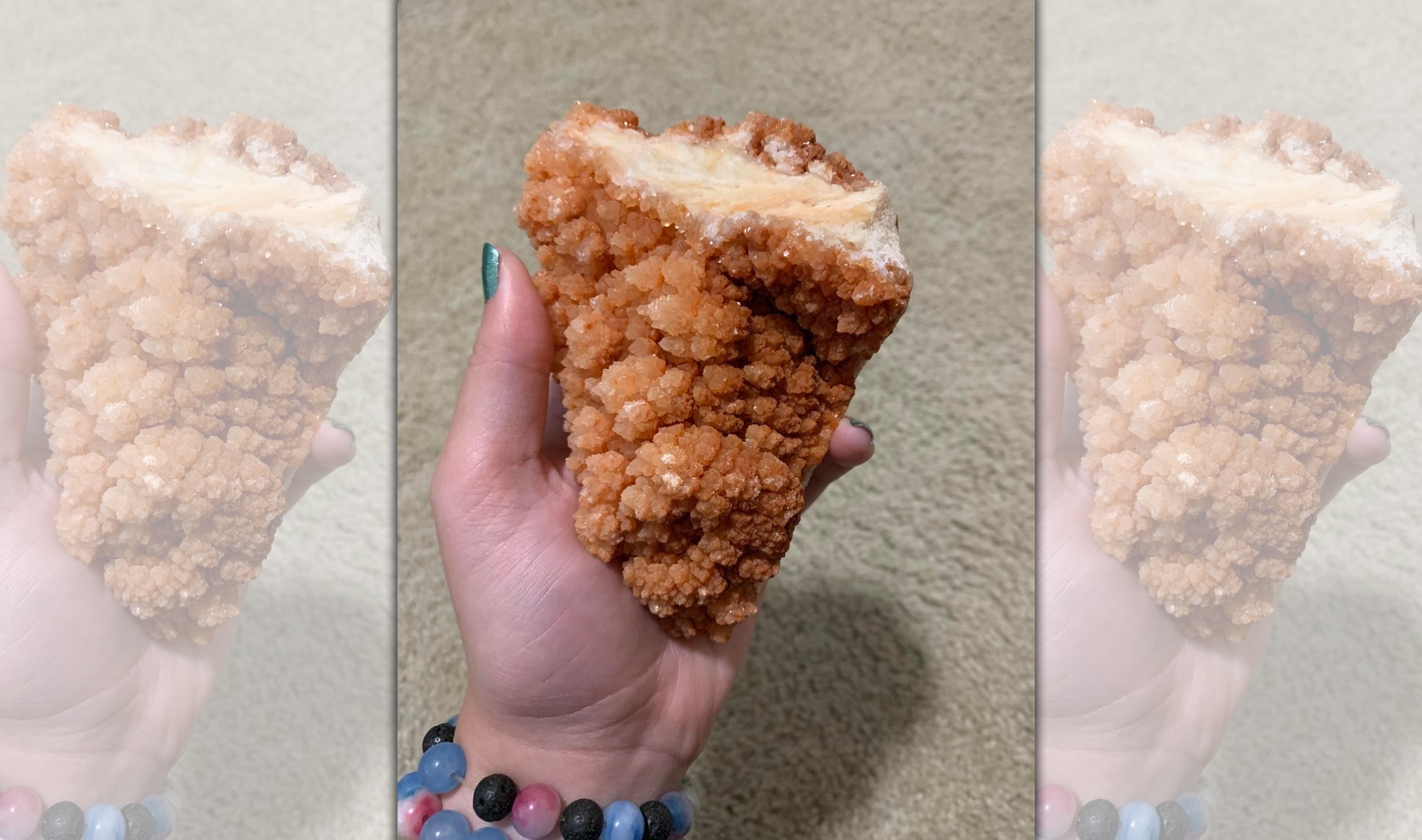 這塊水晶造型看起來激似厚切雞排,讓網友直呼好想吃!(翻攝自@fartpowder推特)