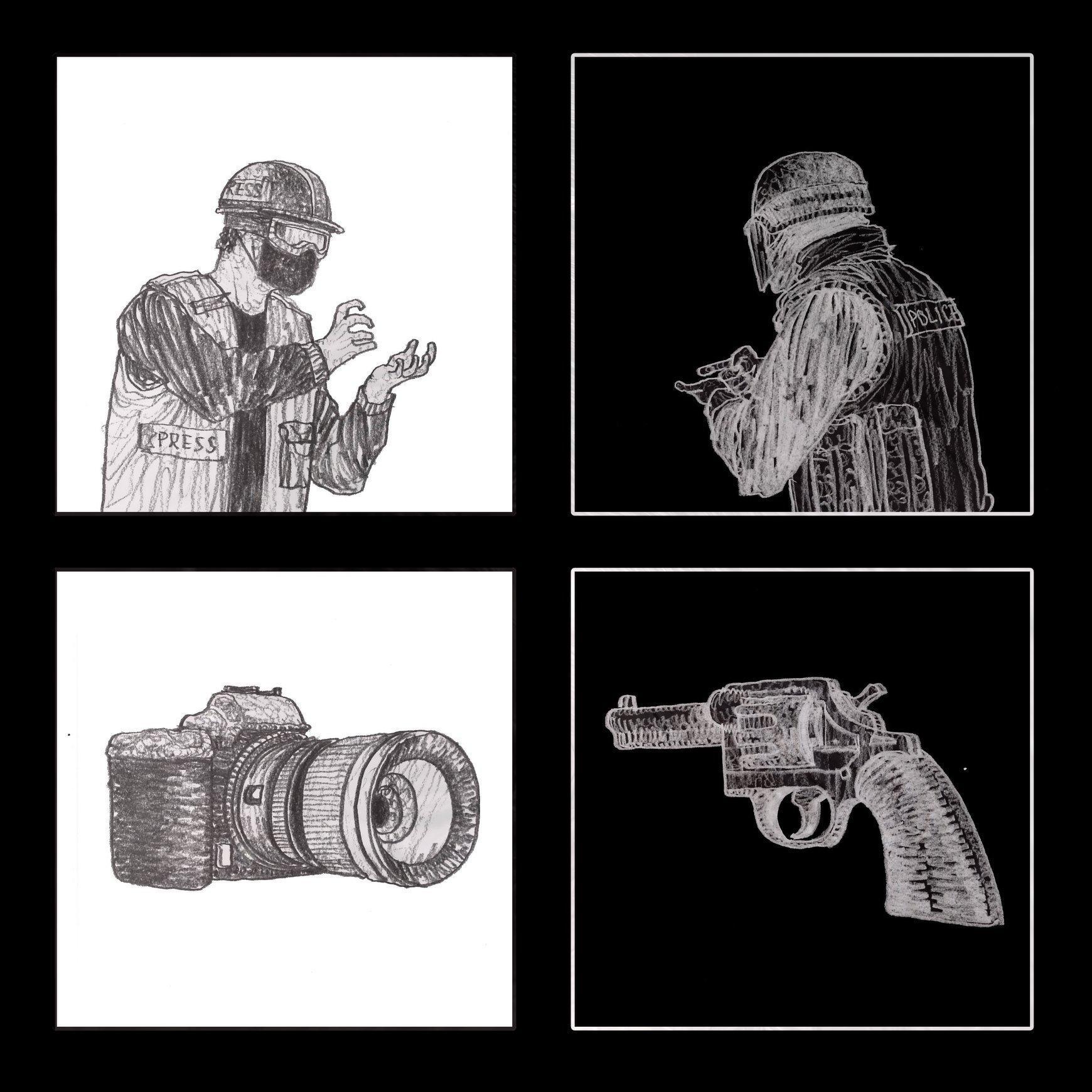 柳廣成透過不同規格的鉛筆,營造畫面的視覺層次,意境發人深省。(柳廣成提供)