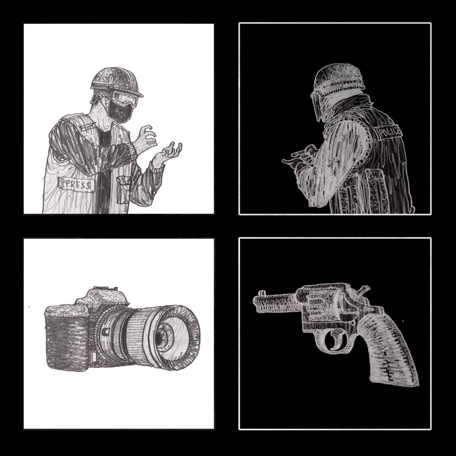 柳廣成透過不同規格的鉛筆，營造畫面的視覺層次，意境發人深省。（柳廣成提供）