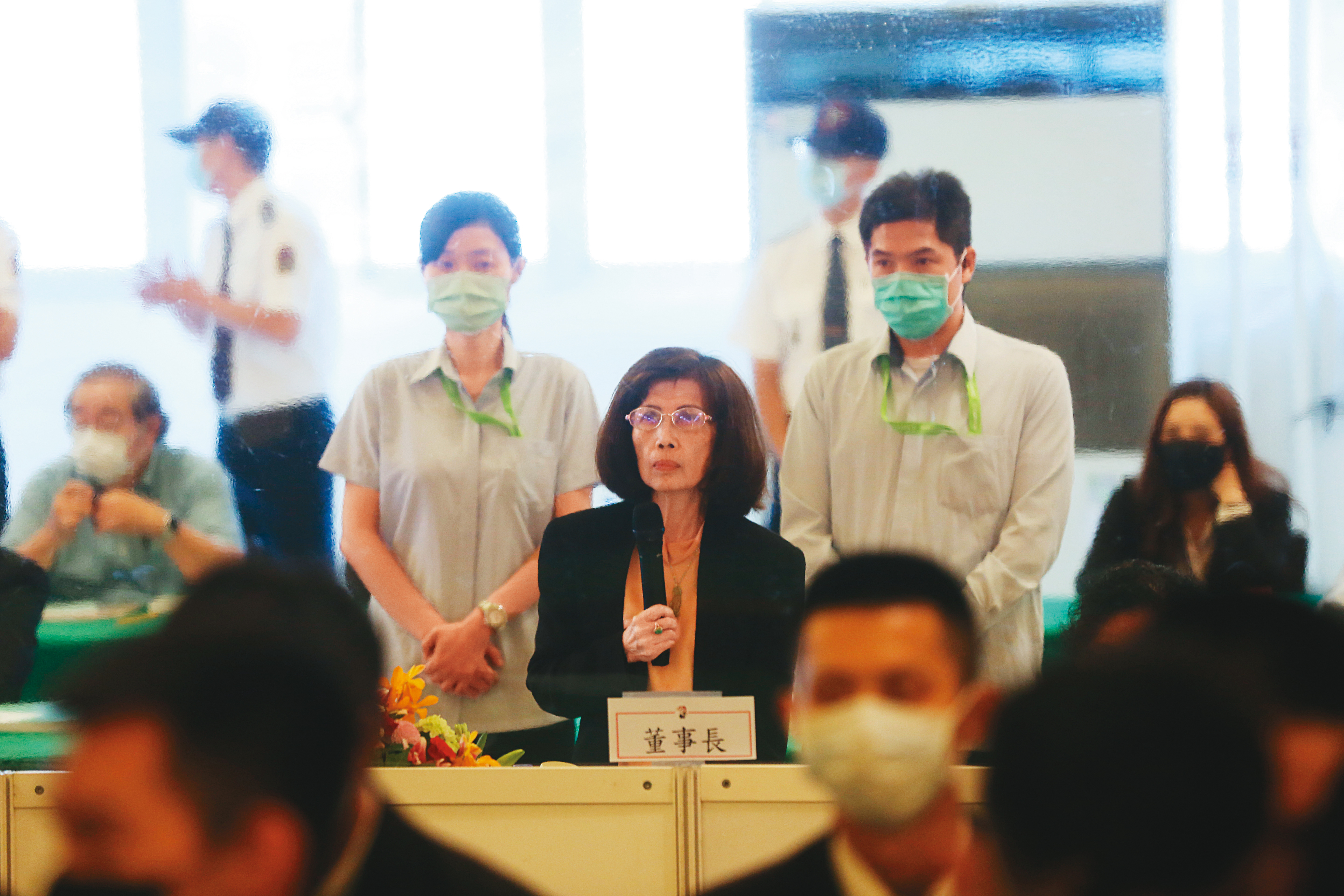 大同股東會當天，林郭文艷高坐主席台開會，開惡例守住經營權。