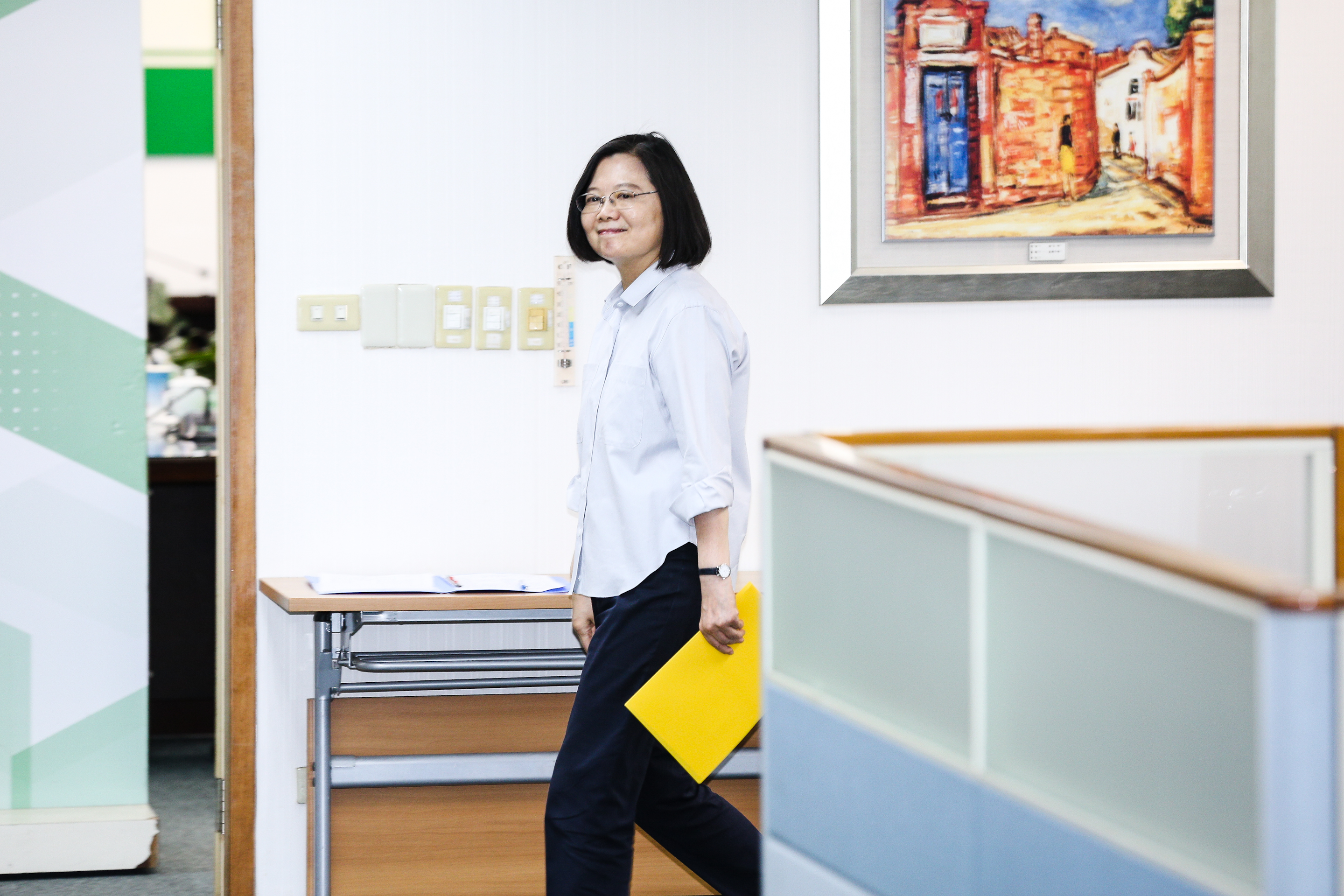 總統兼民進黨主席蔡英文今出席中常會。