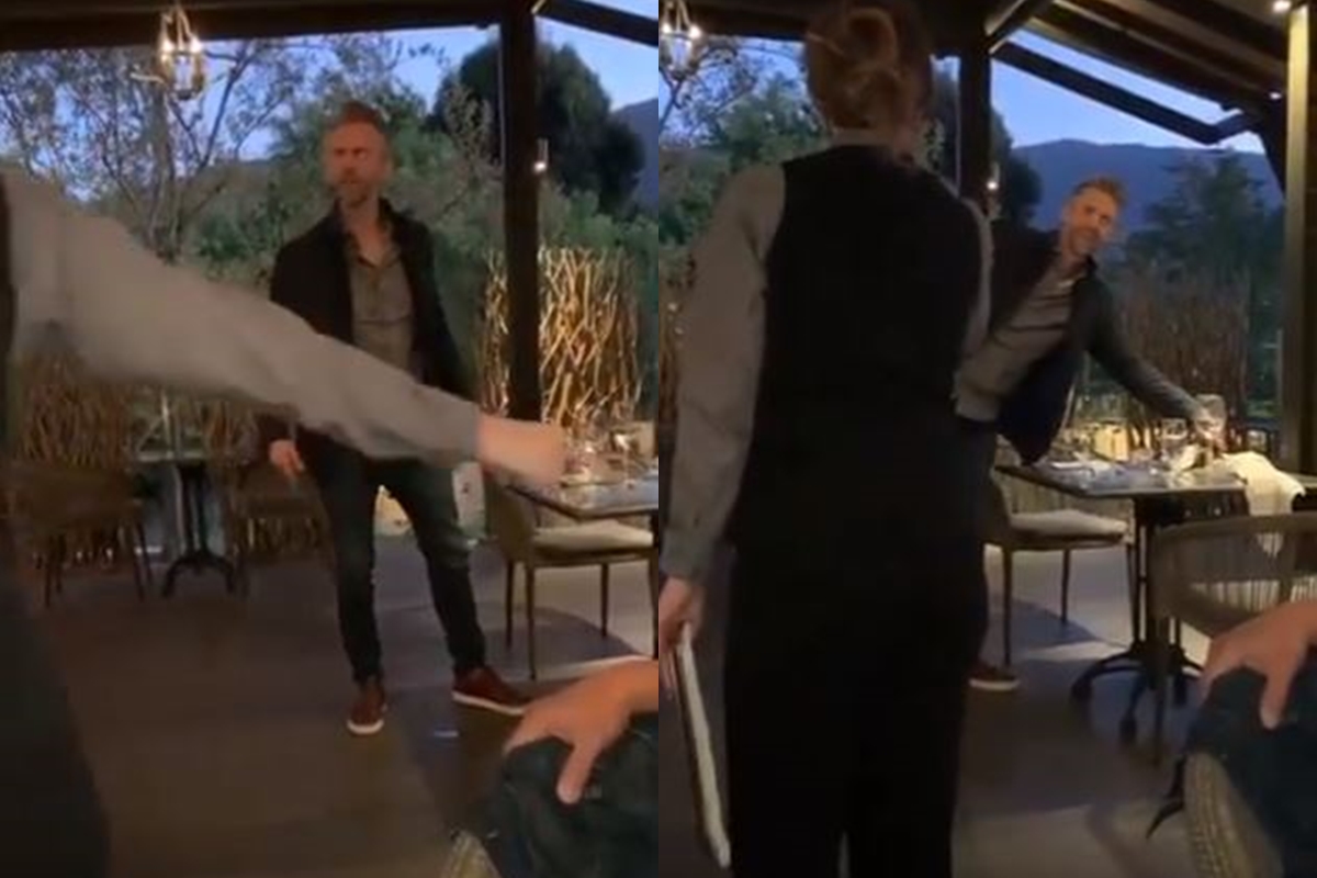 美國白人在餐廳對亞裔家庭言語羞辱。（翻攝自Twitter）