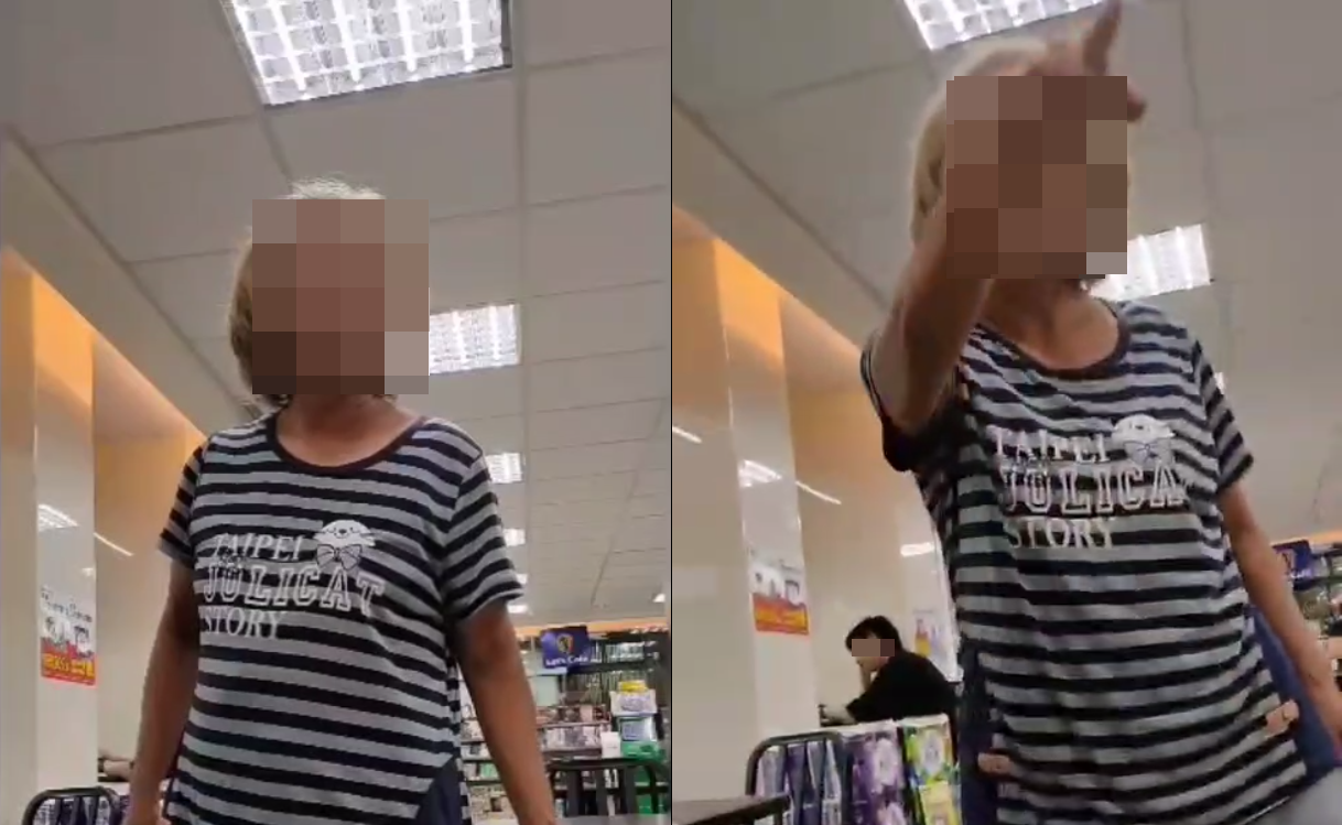 婦人不爽自己借冰在便利商店裡的東西被誤會成「垃圾」，氣得連飆5字經。（翻攝爆料公社app）