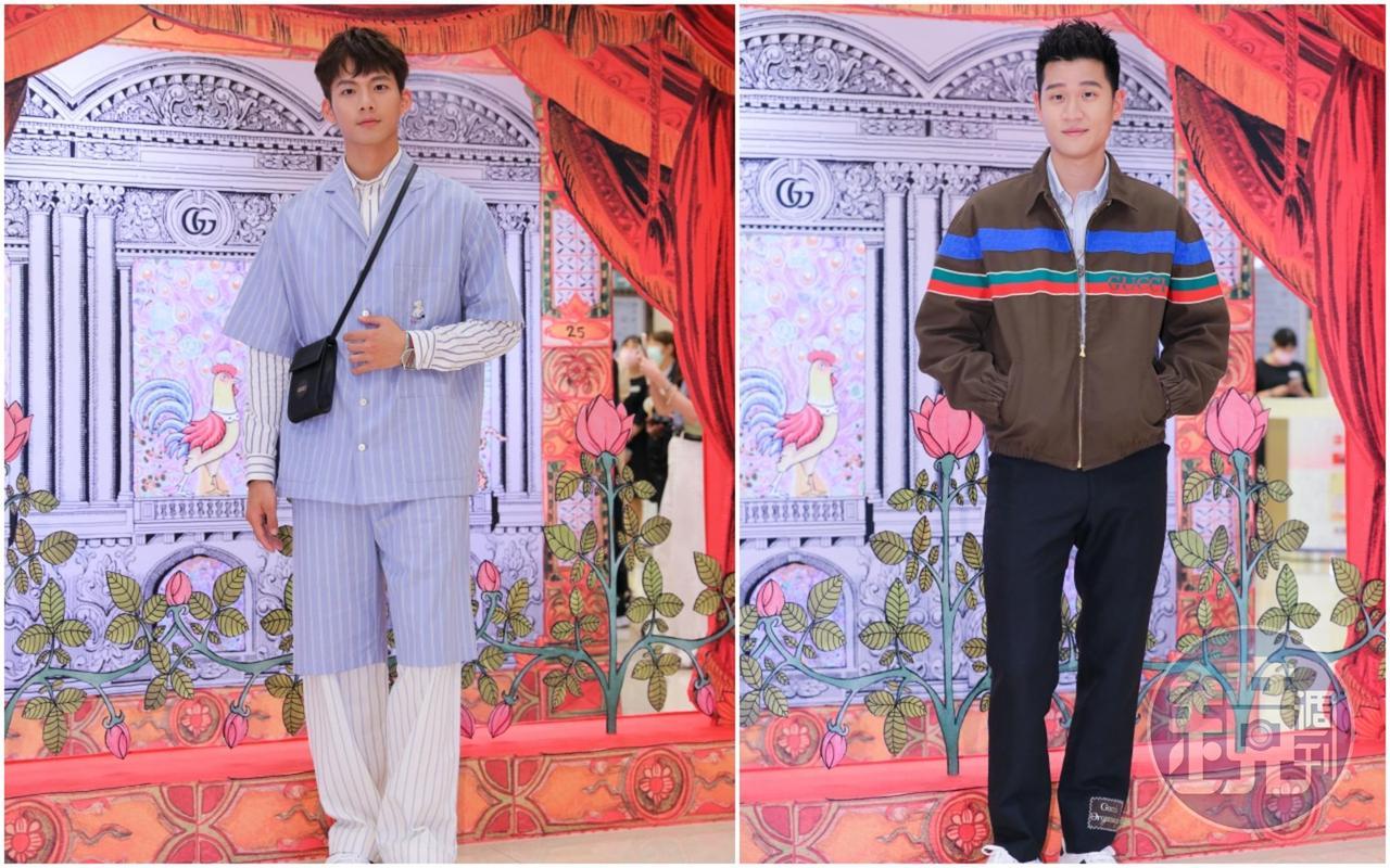 吳念軒（左）與周興哲出席GUCCI台北SOGO復興館專門店開幕派對，為品牌吸引人氣。