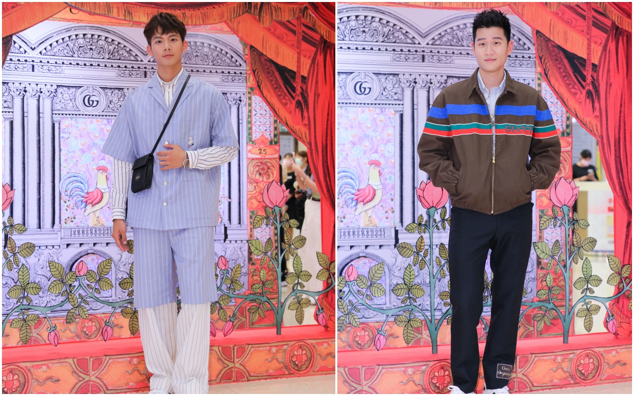 吳念軒（左）與周興哲出席GUCCI台北SOGO復興館專門店開幕派對，為品牌吸引人氣。