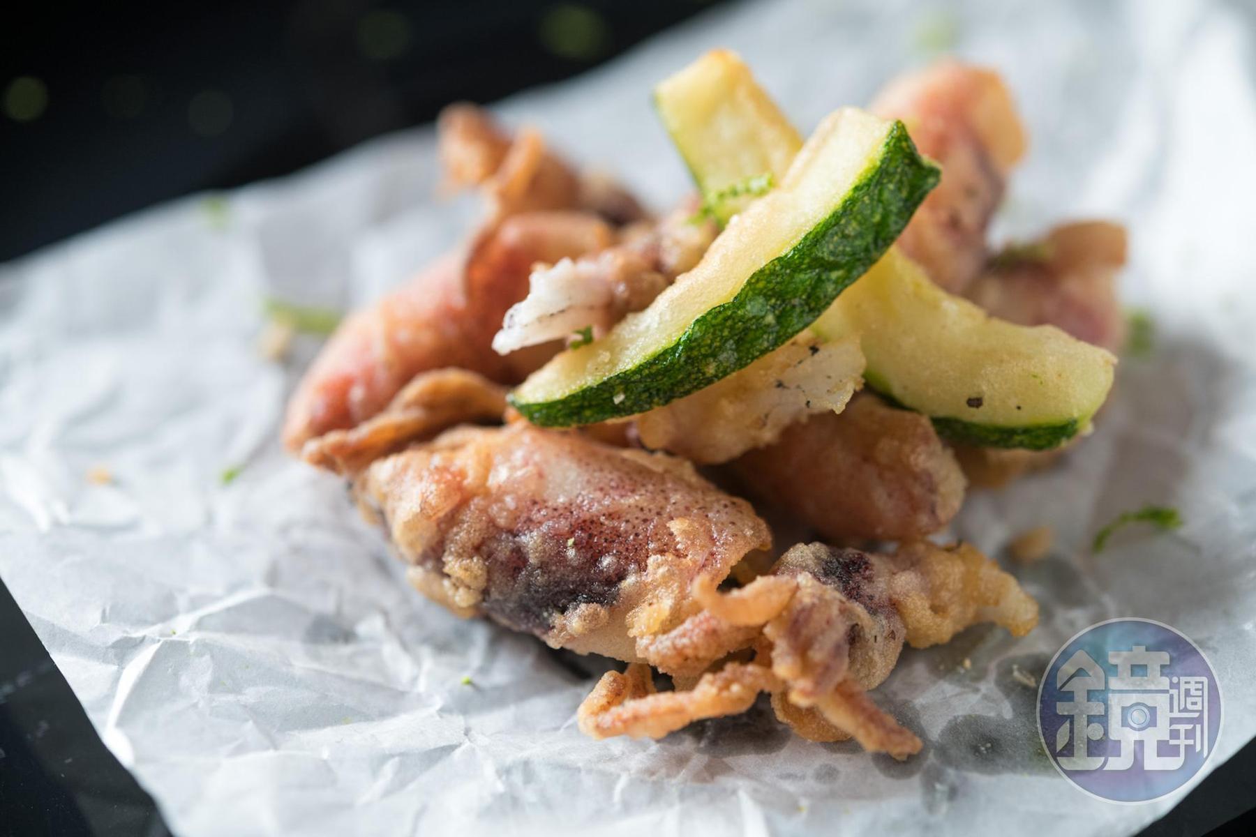 開胃菜「炸小管」香酥鮮美。