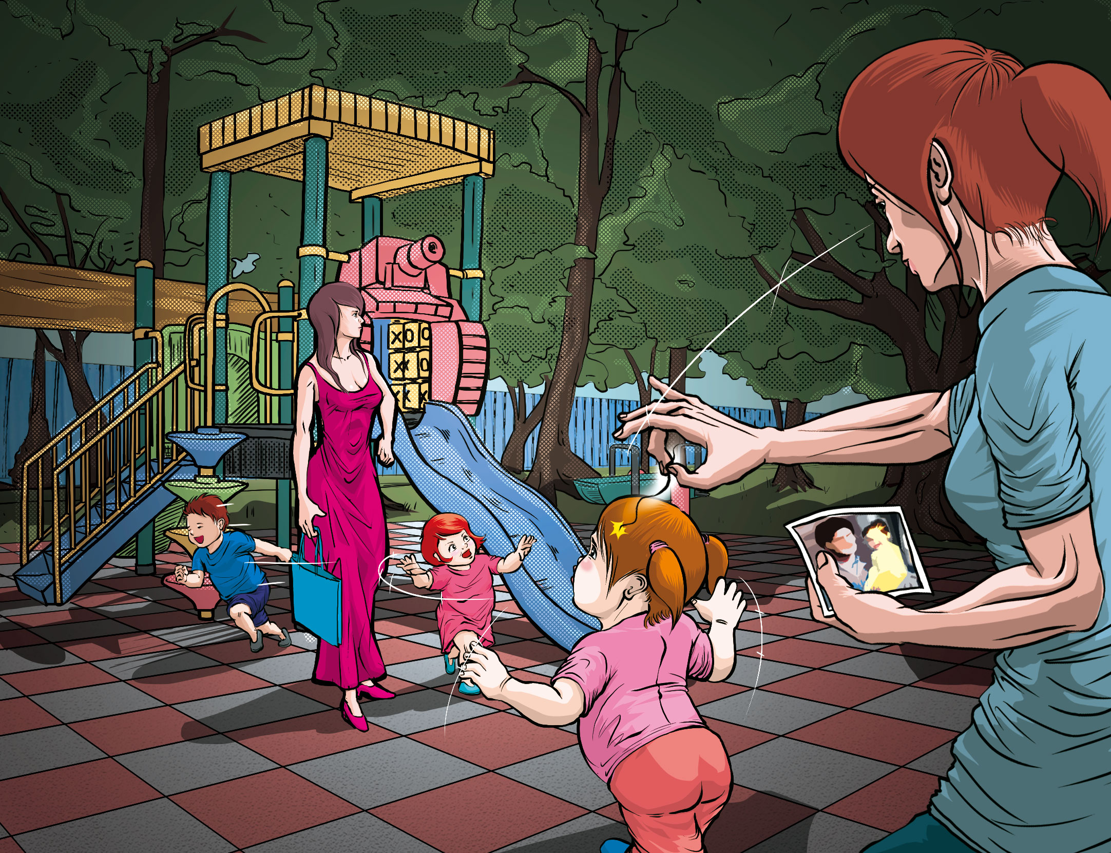 張姓大亨外遇產女後，張妻請徵信社趁女童在公園玩時偷拔她頭髮驗DNA，結果與夫不相符，張妻大為振奮，但最後空歡喜一場，因為公園小朋友太多，拔到別家小孩頭髮。