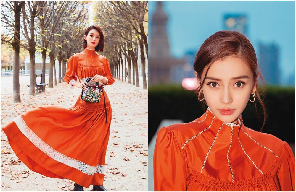 趙麗穎(左圖)與Angelababy(右圖)都是Dior中國大陸區大使,因此頻頻撞衫。由於Angelababy用心經營與品牌的關係,因此總是能早趙麗穎一步穿上Dior新衣。(翻攝自Dior微博、OnlyLady女人志微博)