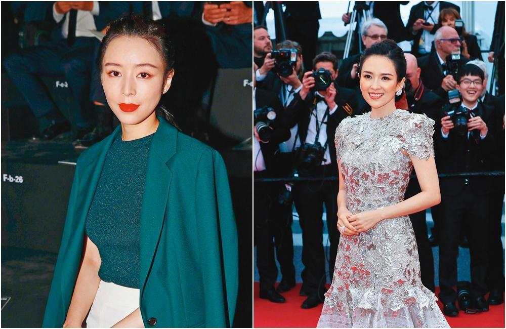 章子怡當年出席電影《夜宴》慶功宴,穿的禮服竟是那時號稱「小章子怡」的張靜初前一年就穿過的。(章子怡、張靜初微博)