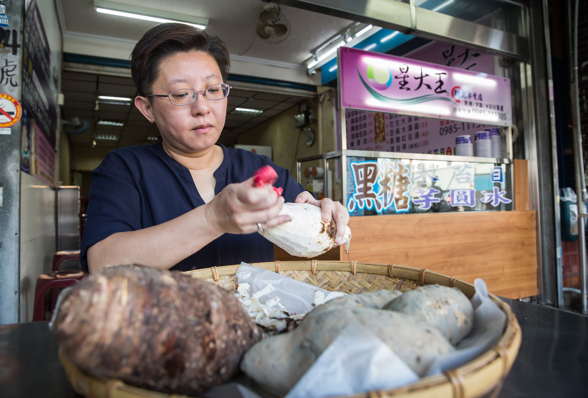 不只是米苔目，詹子晴店裡使用的芋圓、地瓜圓也都是自製。