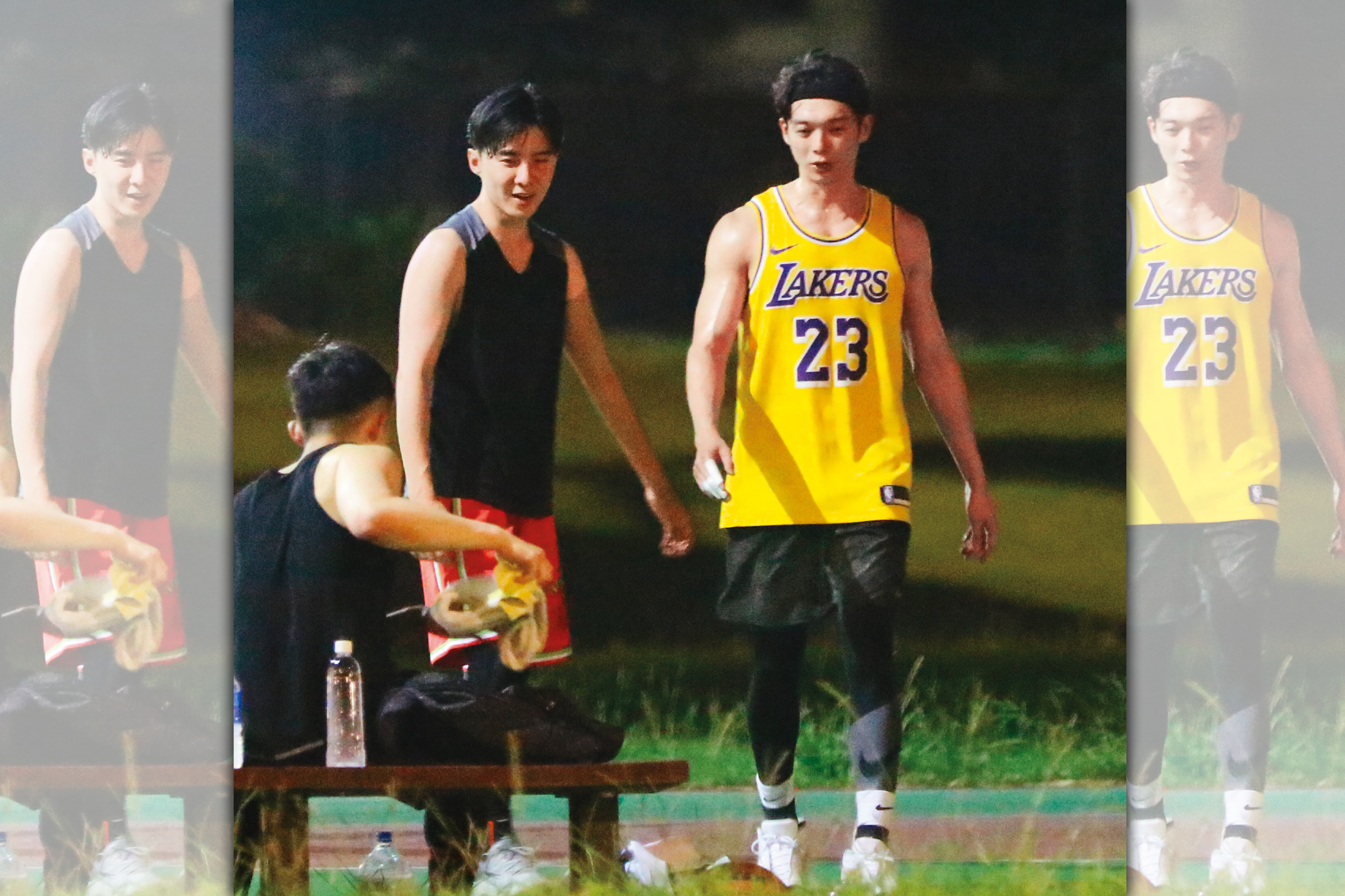 6月23日23:56，辰亦儒（右）和唐禹哲（中）整場忙著打球，幾乎沒太多對話。