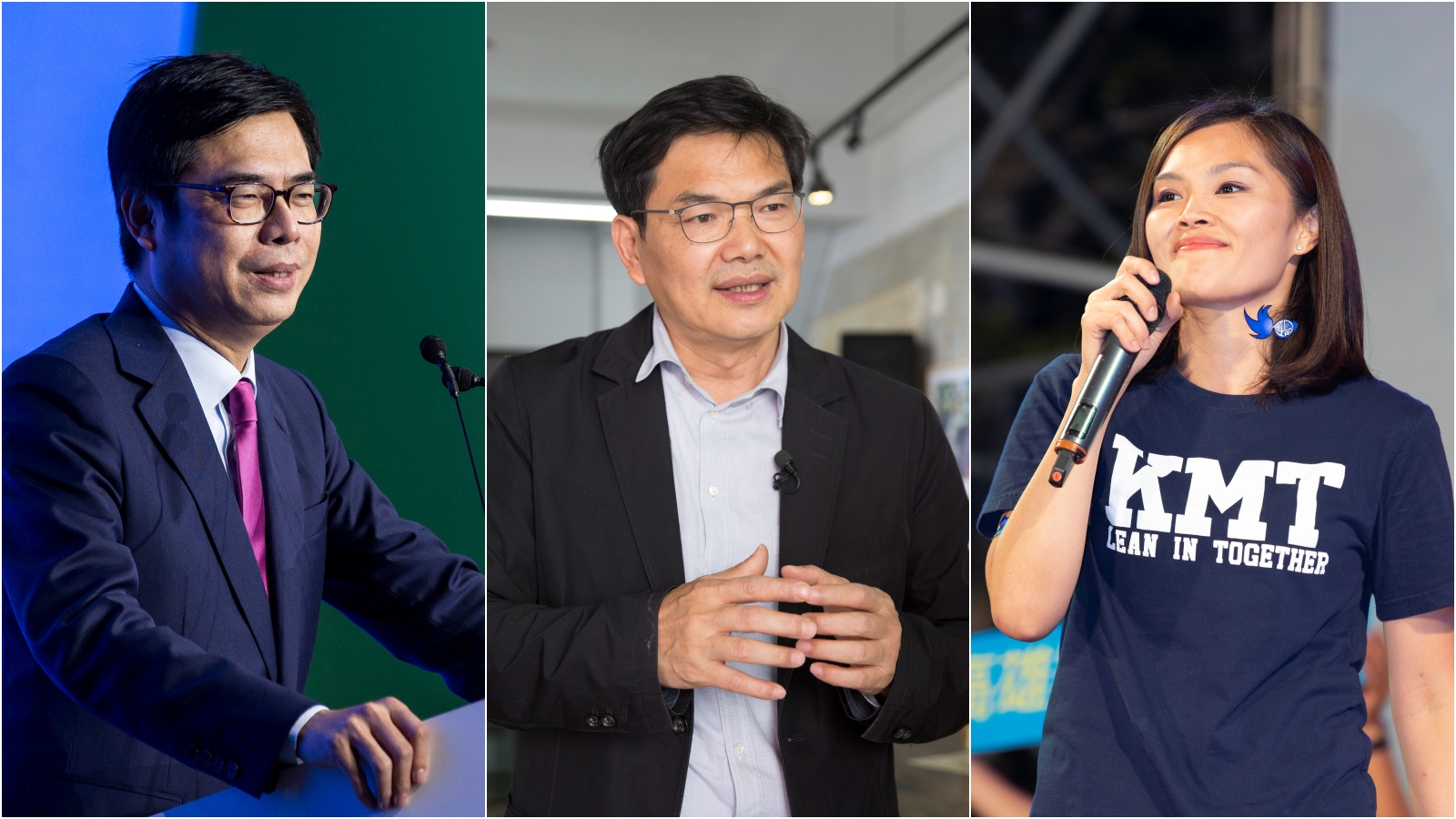 高雄市長補選抽籤，陳其邁（左起）抽到1號，吳益政為2號，李眉蓁為3號。（本刊資料照）