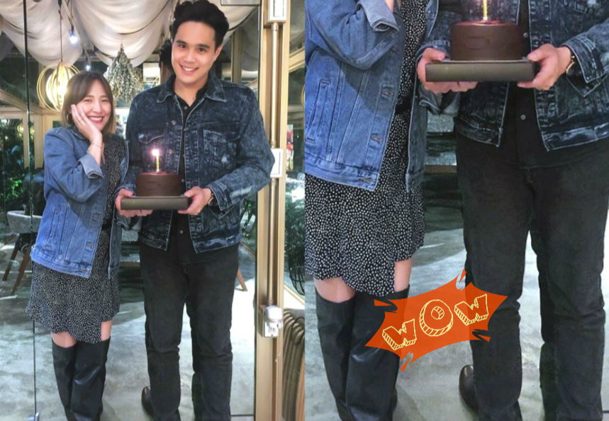 這張照片你是否有看出問題之處？梁文音（左）的老公張念平（右）的右腳呈現180度後折。（翻攝自梁文音臉書）