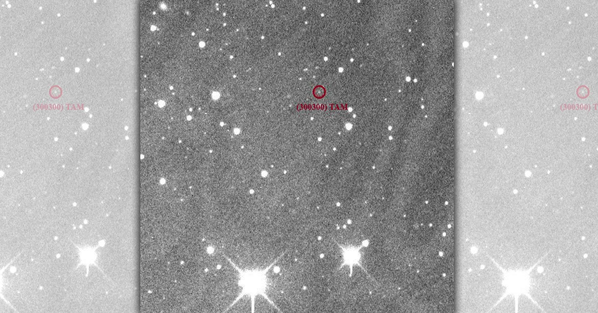 永久編號為300300號的小行星,正式被國際天文學聯合會命名為TAM,即為「臺北天文館」的縮寫。(美國太空總署噴射推進實驗室/台北天文館提供)