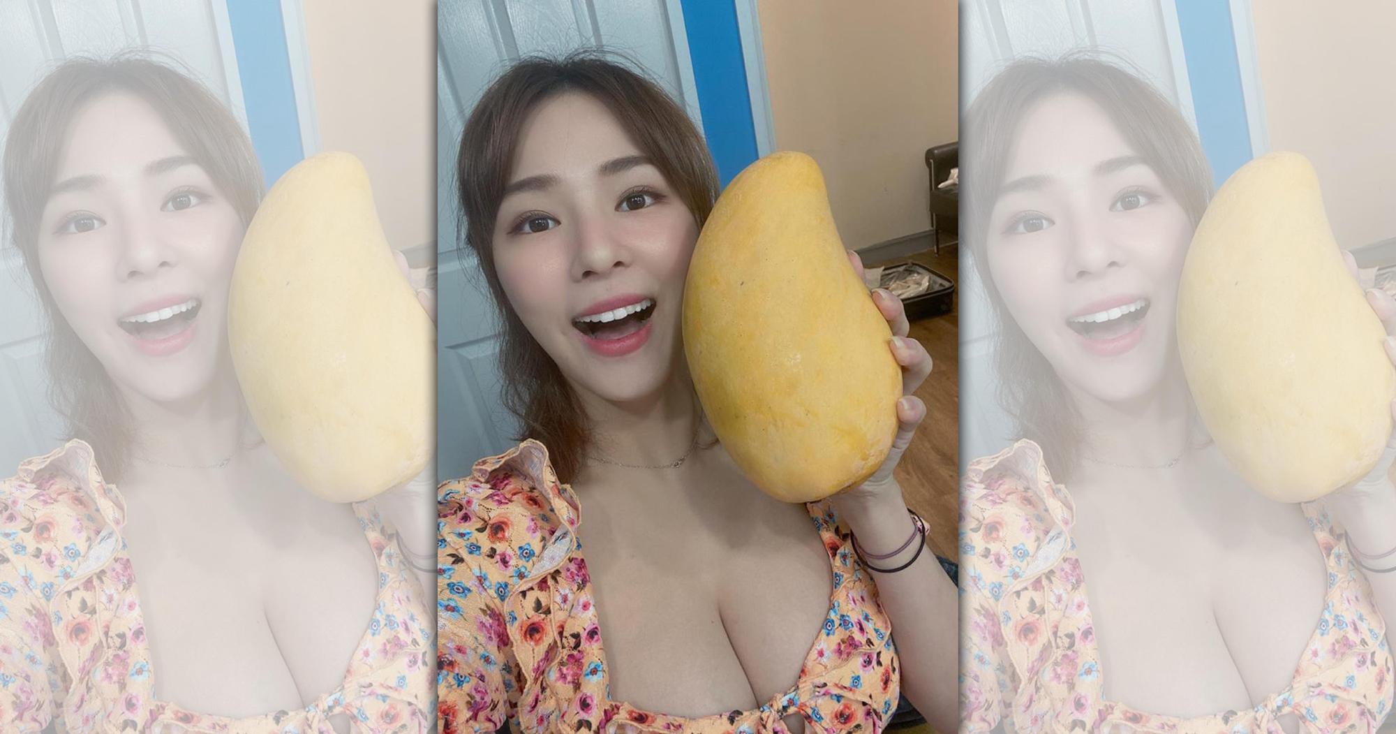 熊熊(卓毓彤)在臉書PO出與大芒果合照,呼之欲出的G奶引起網友躁動。(翻攝自熊熊IG)