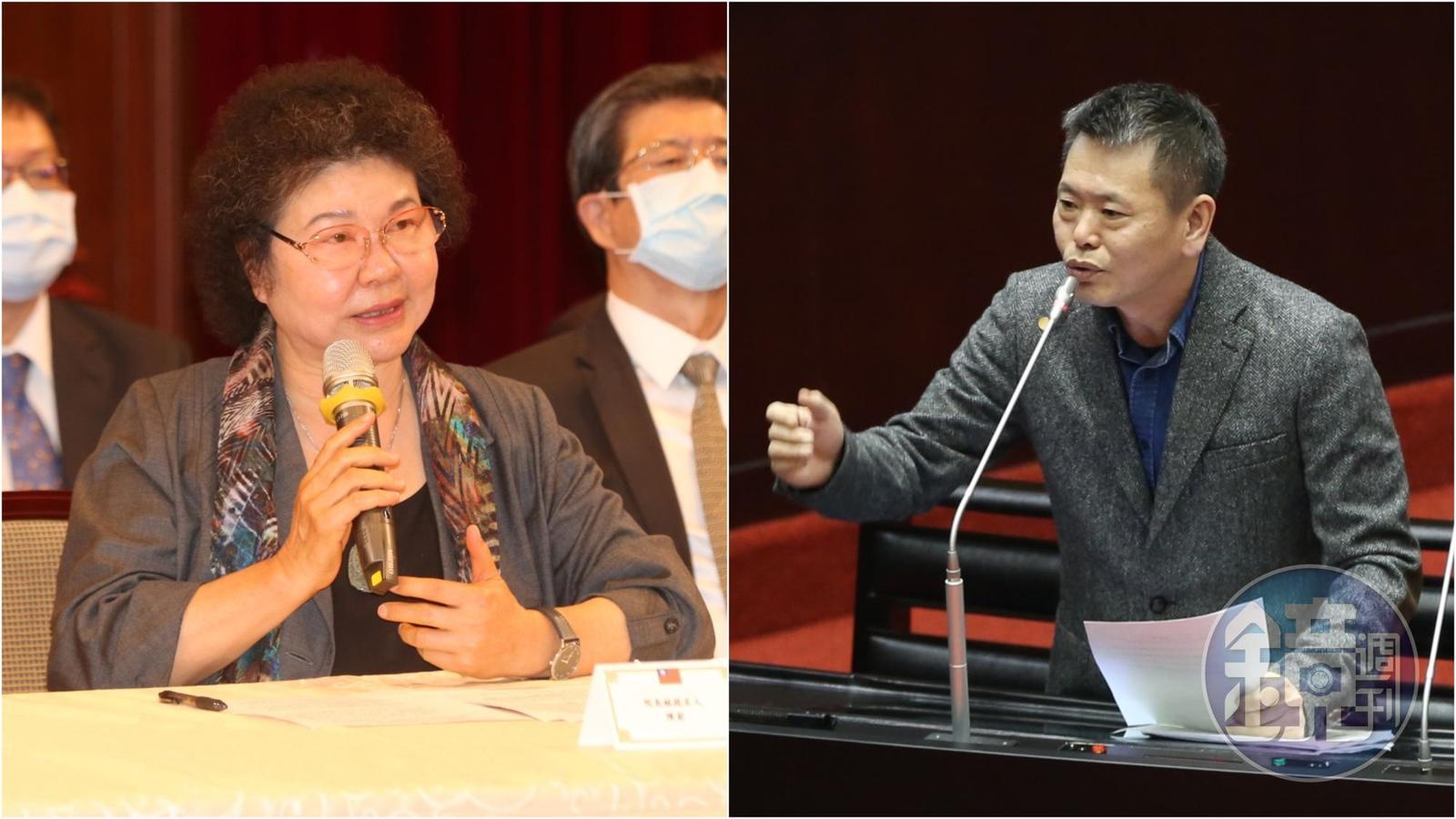 國民黨團總召林為洲(右)日前在政論節目上坦言,陳菊本身沒有案子在監察院被調查,他們針對的是她的團隊。(賴智揚/翁睿坤攝)