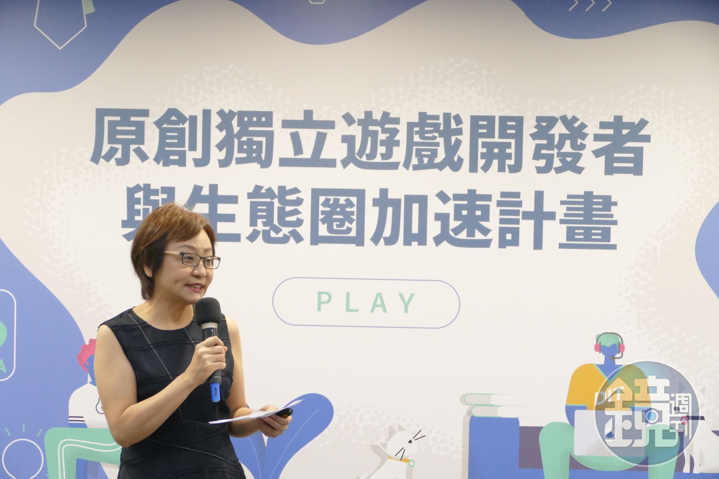 創夢市集總經理傅慧娟，在發布茶會上分享加速計畫推動的五項要點。（創夢市集提供）