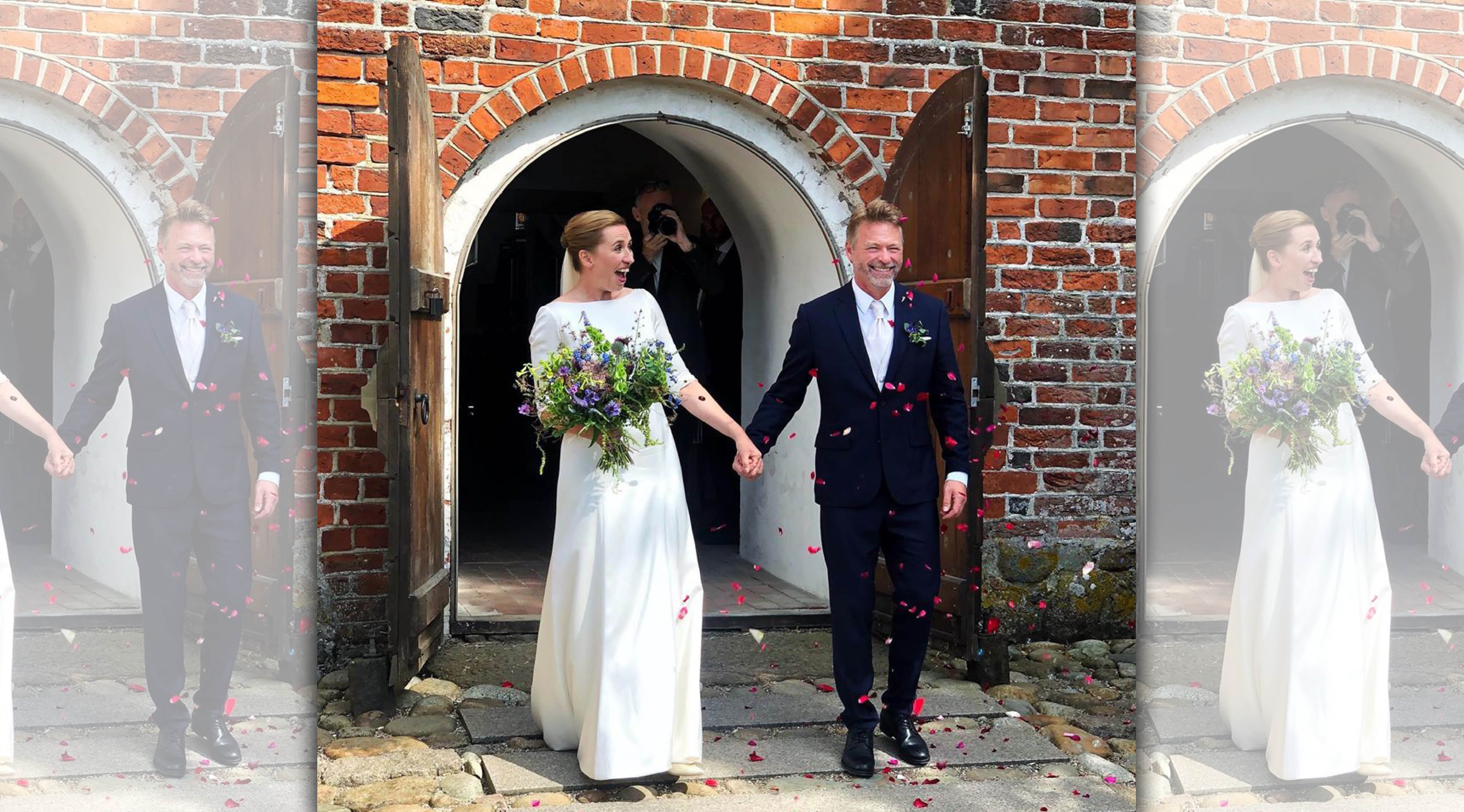 丹麥總理佛瑞德里克森(左)甜嫁大13歲的攝影師騰伯格(右)。(翻攝自Mette Frederiksen臉書)