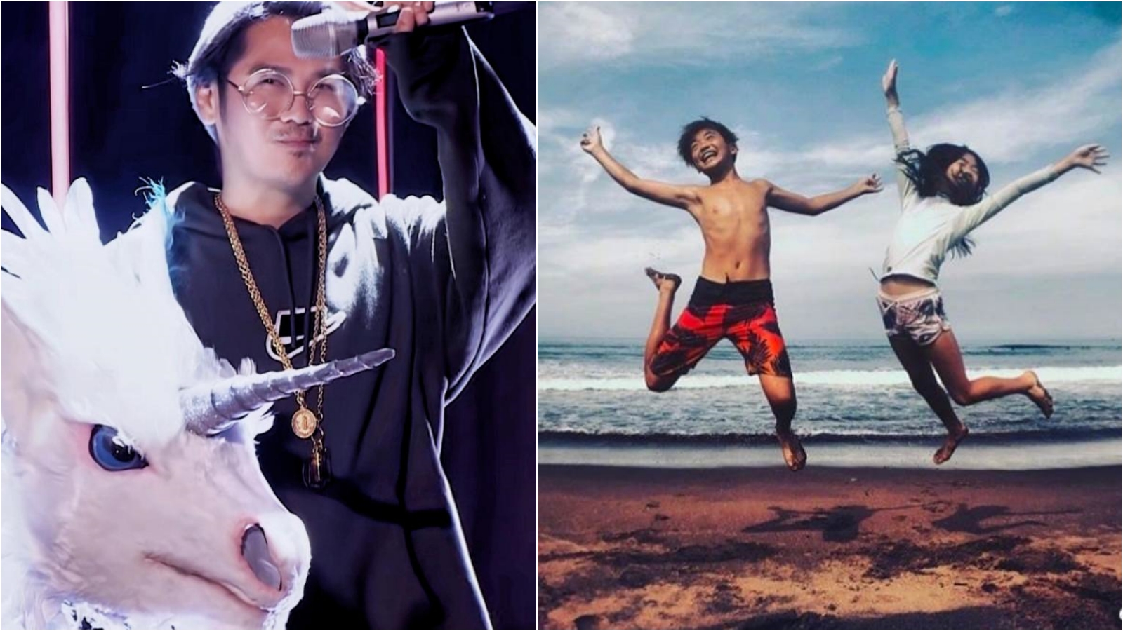 曹格表情生動也愛演，讓一對兒女也有表演慾。（就是娛樂提供／翻攝自曹格微博）