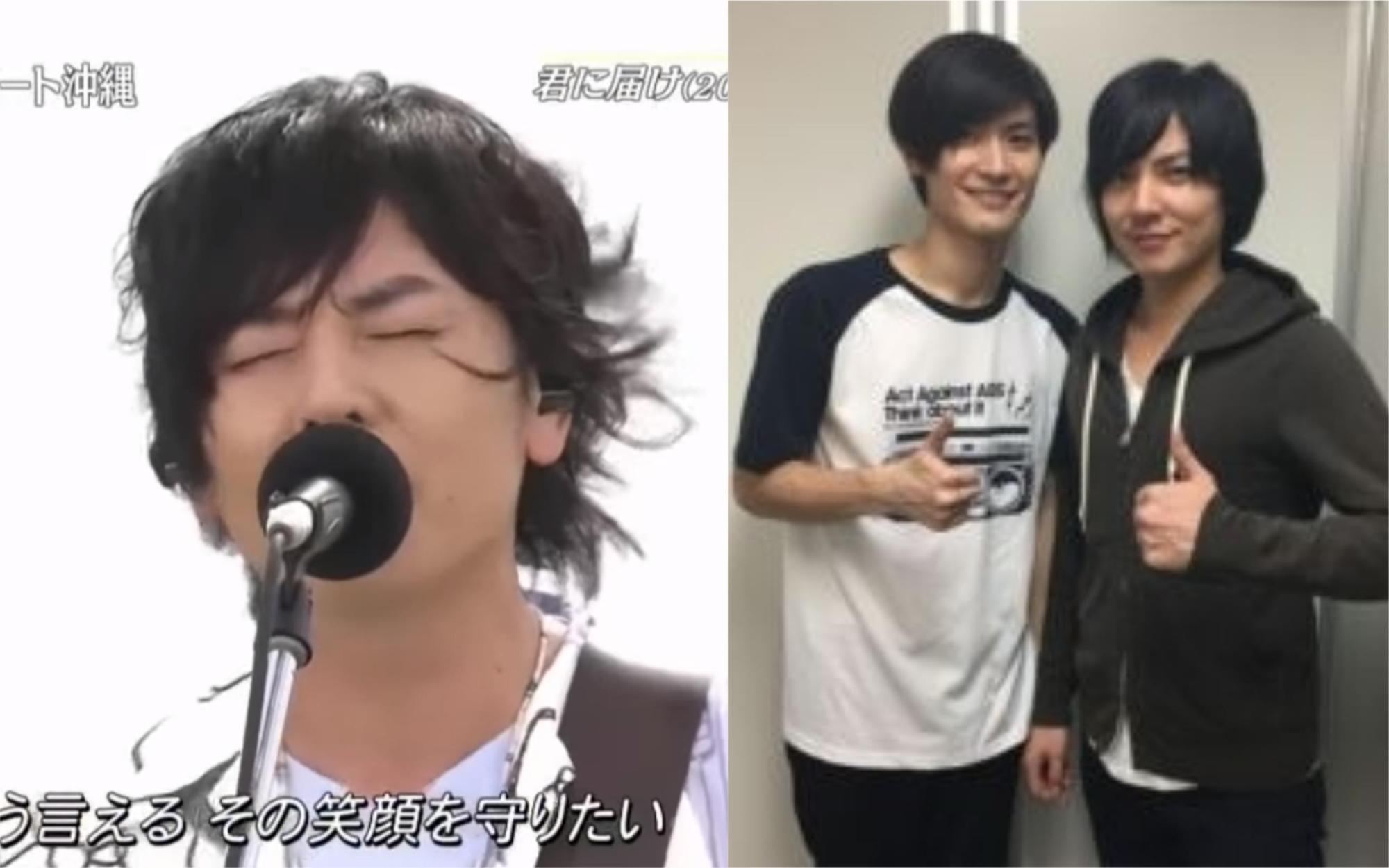 「凡人譜」主唱隆太前天在節目上演唱三浦春馬主演電影主題曲，昨公開兩人合照悼念他。（左圖翻攝TBS，右圖翻攝REC.）
